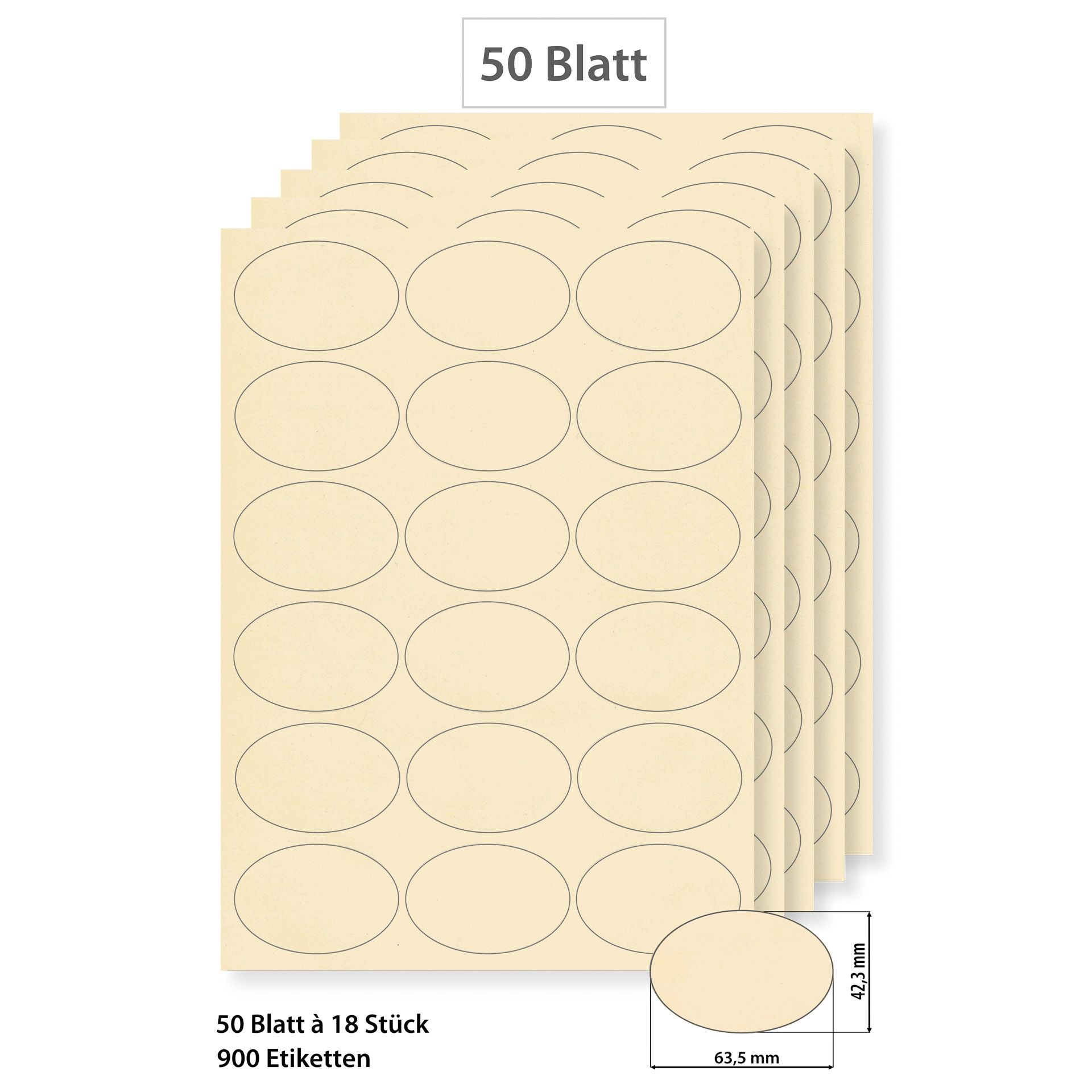 Steffis Etiketten 63,5 x 42,3 mm creme - 50 Blatt A4