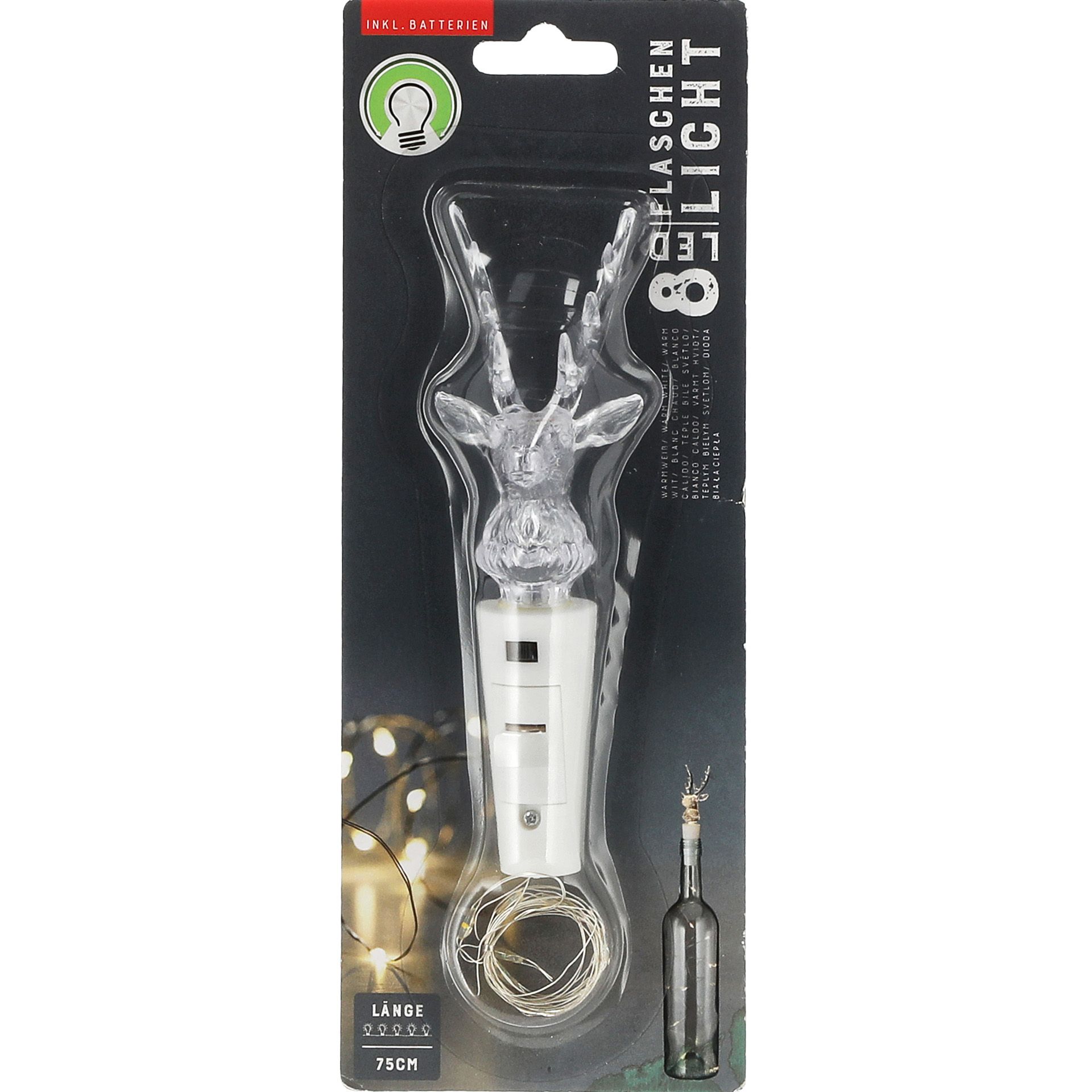Flaschenlicht 'Hirsch', 8 LEDs