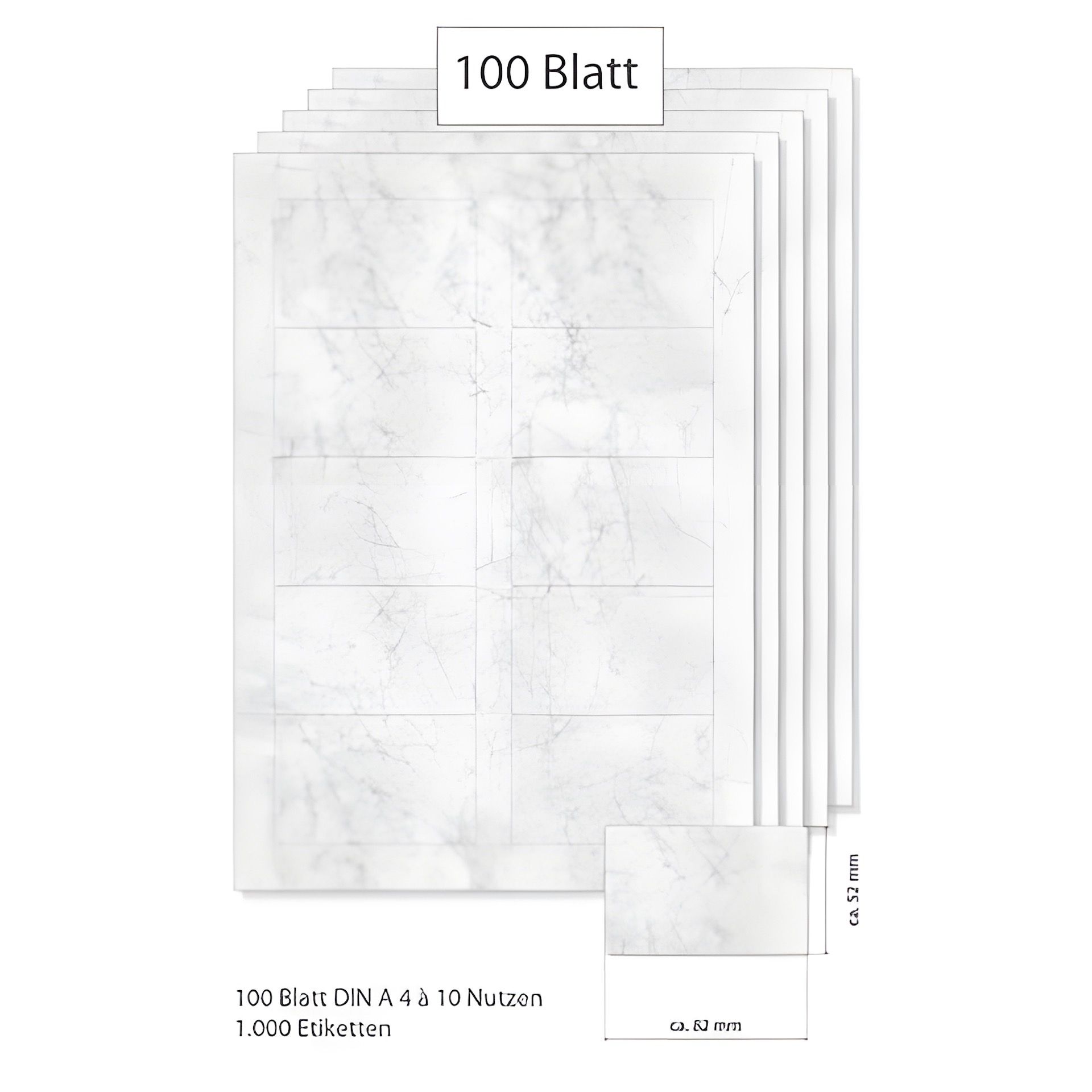 Etiketten 82 x 52 mm grau marmoriert - 100 Blatt A4