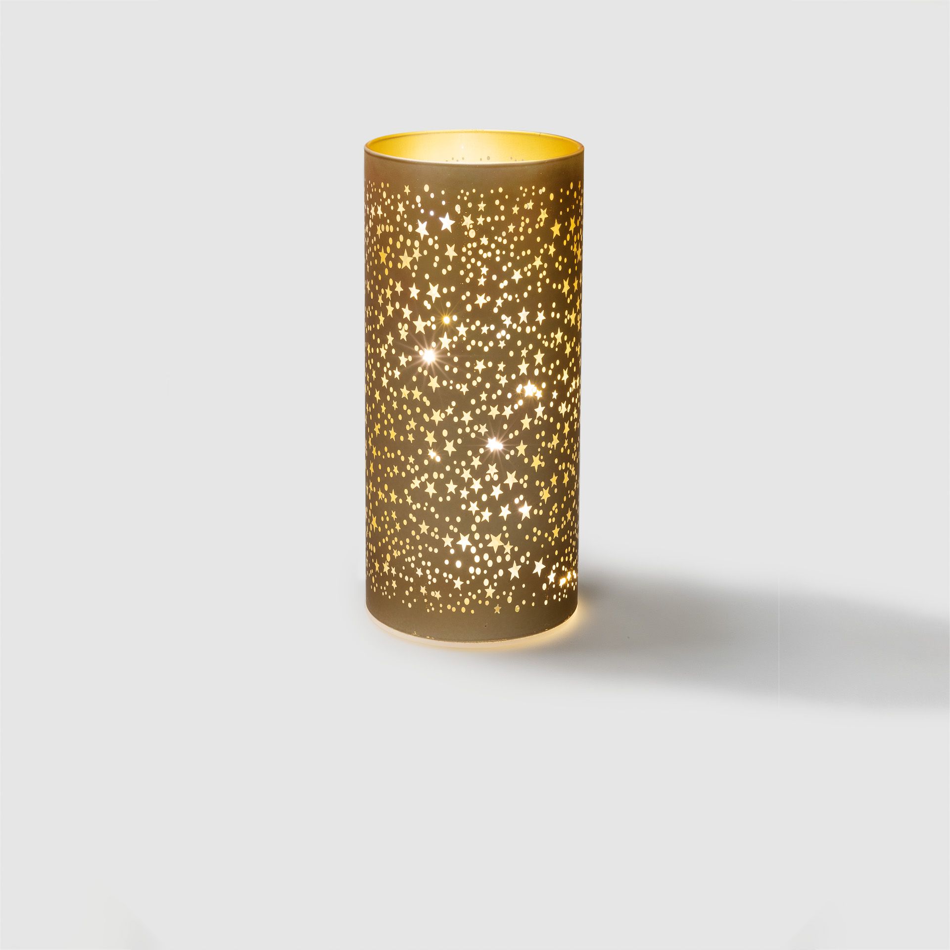 Deko-Glaslampe 'Sterne' 20 cm, gold, 10 LEDs mit Timer