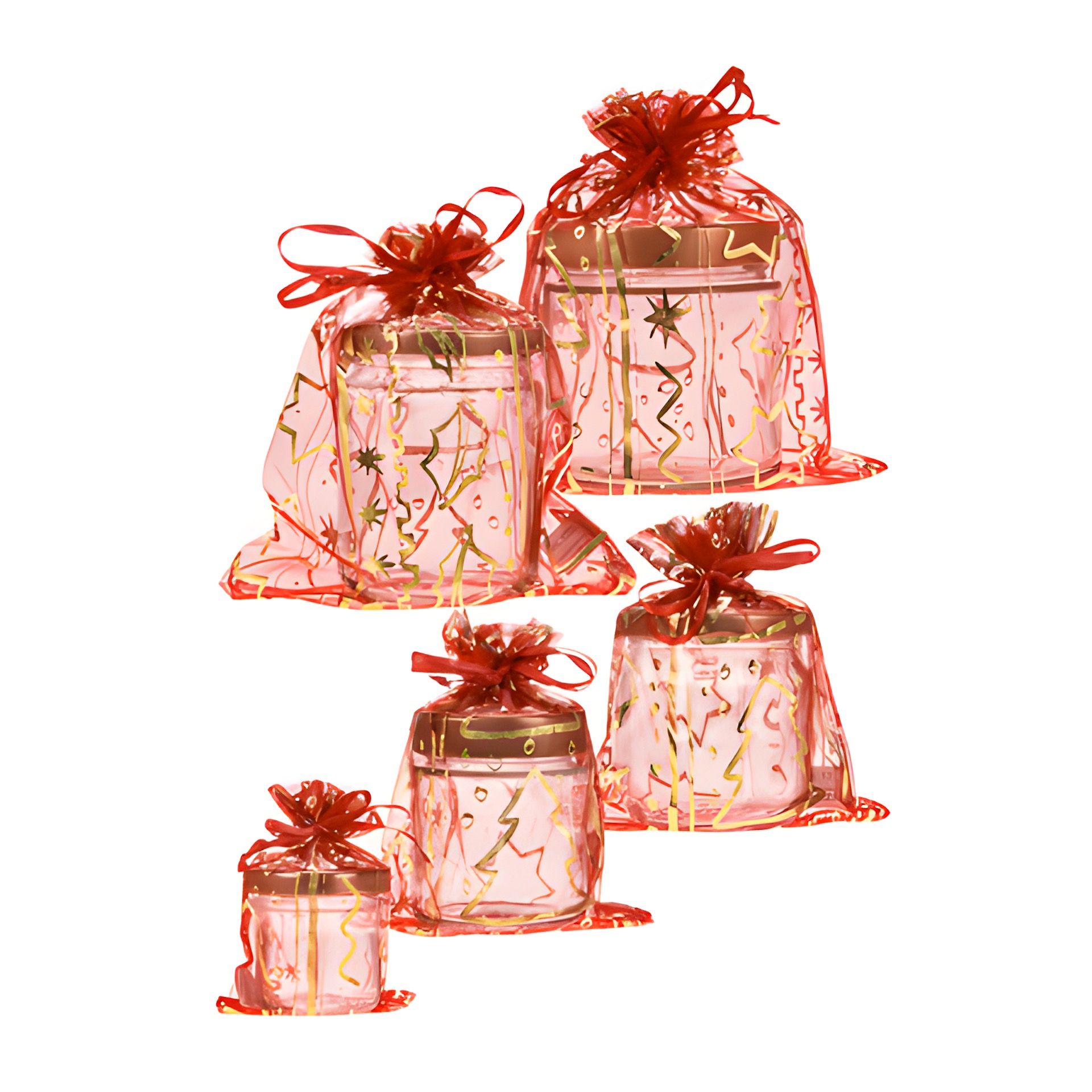 Organzasäckchen rot, 5-teiliges Set