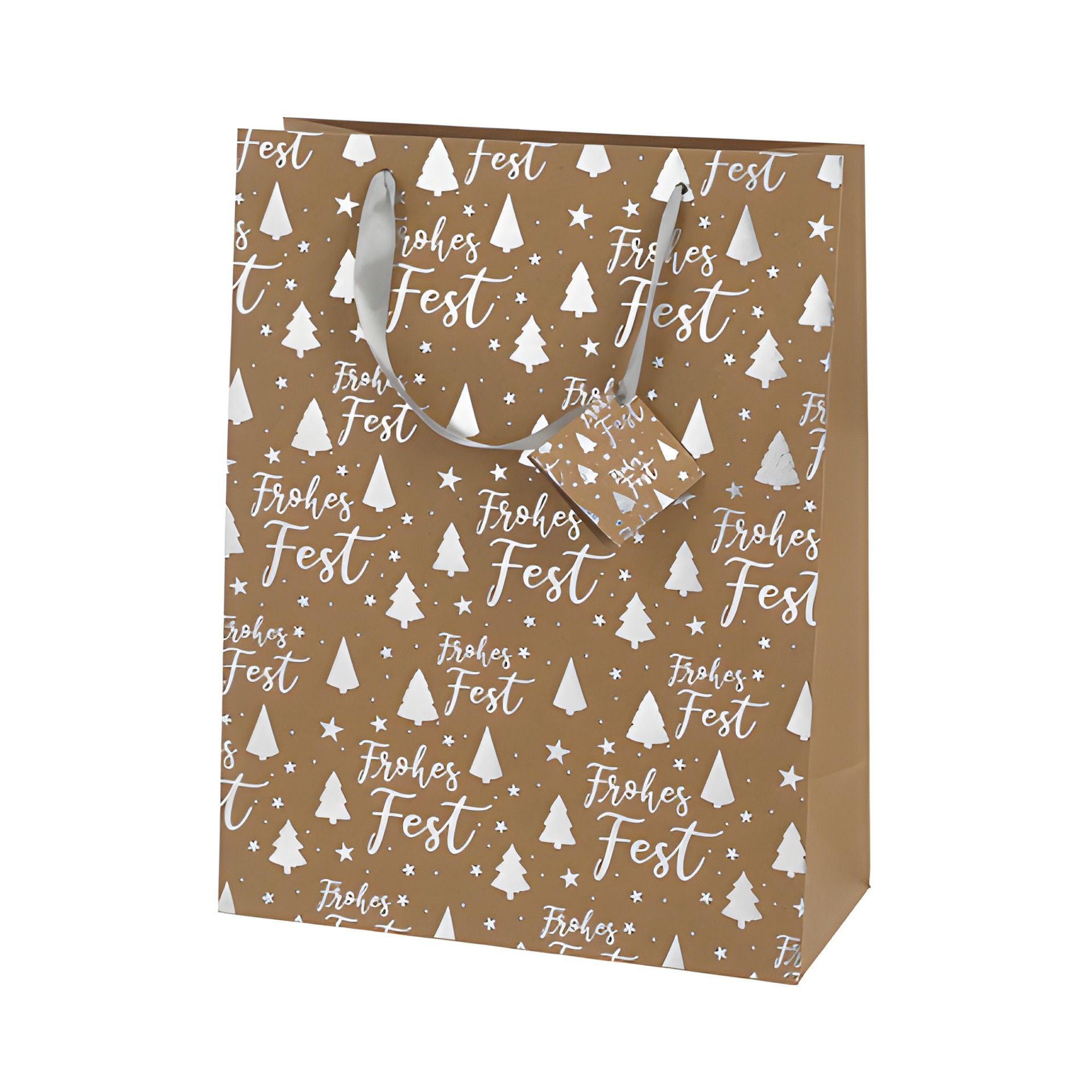 Geschenktüte 'Frohes Fest' silber, groß