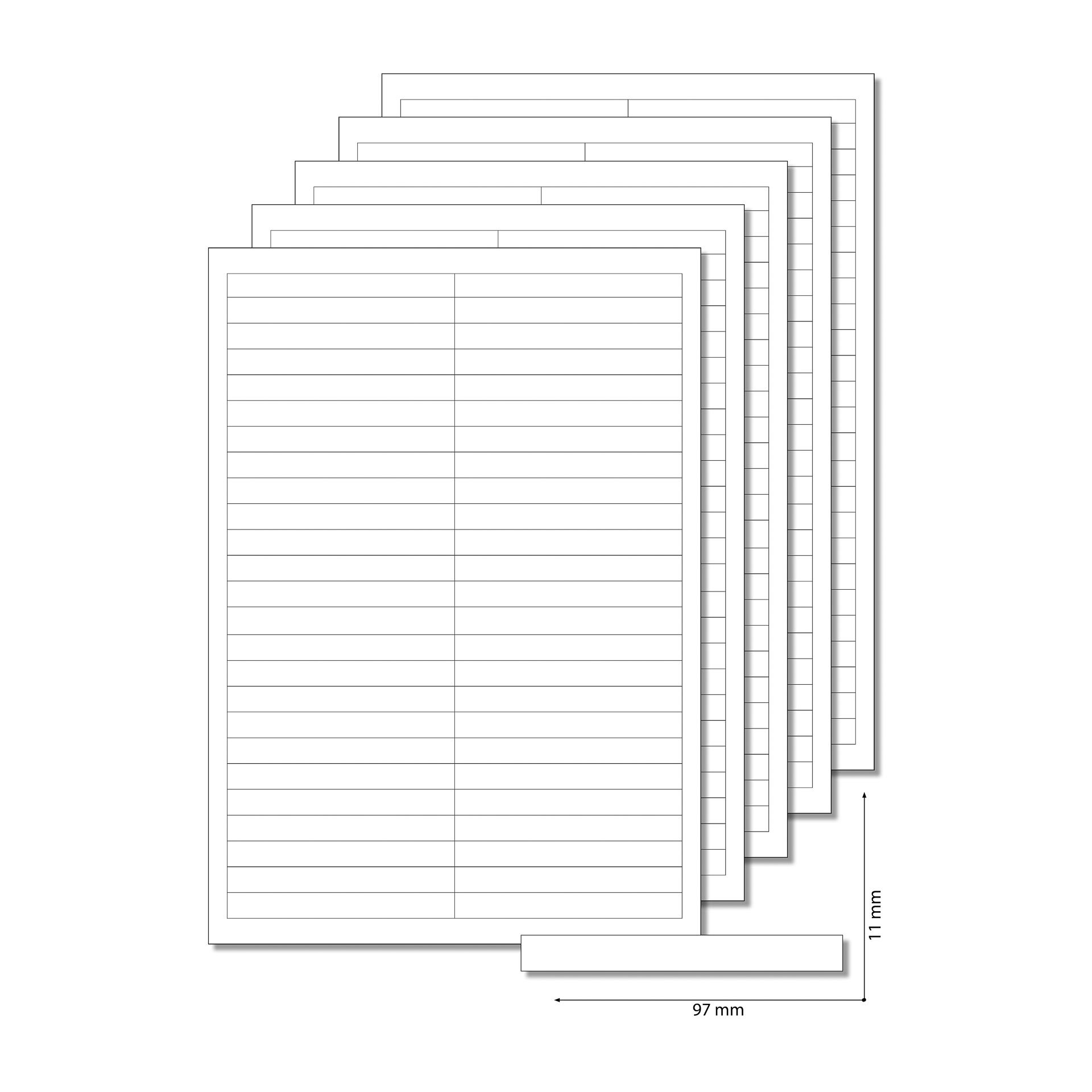 Siegeletiketten 97 x 11 mm weiß -  5 Blatt A4