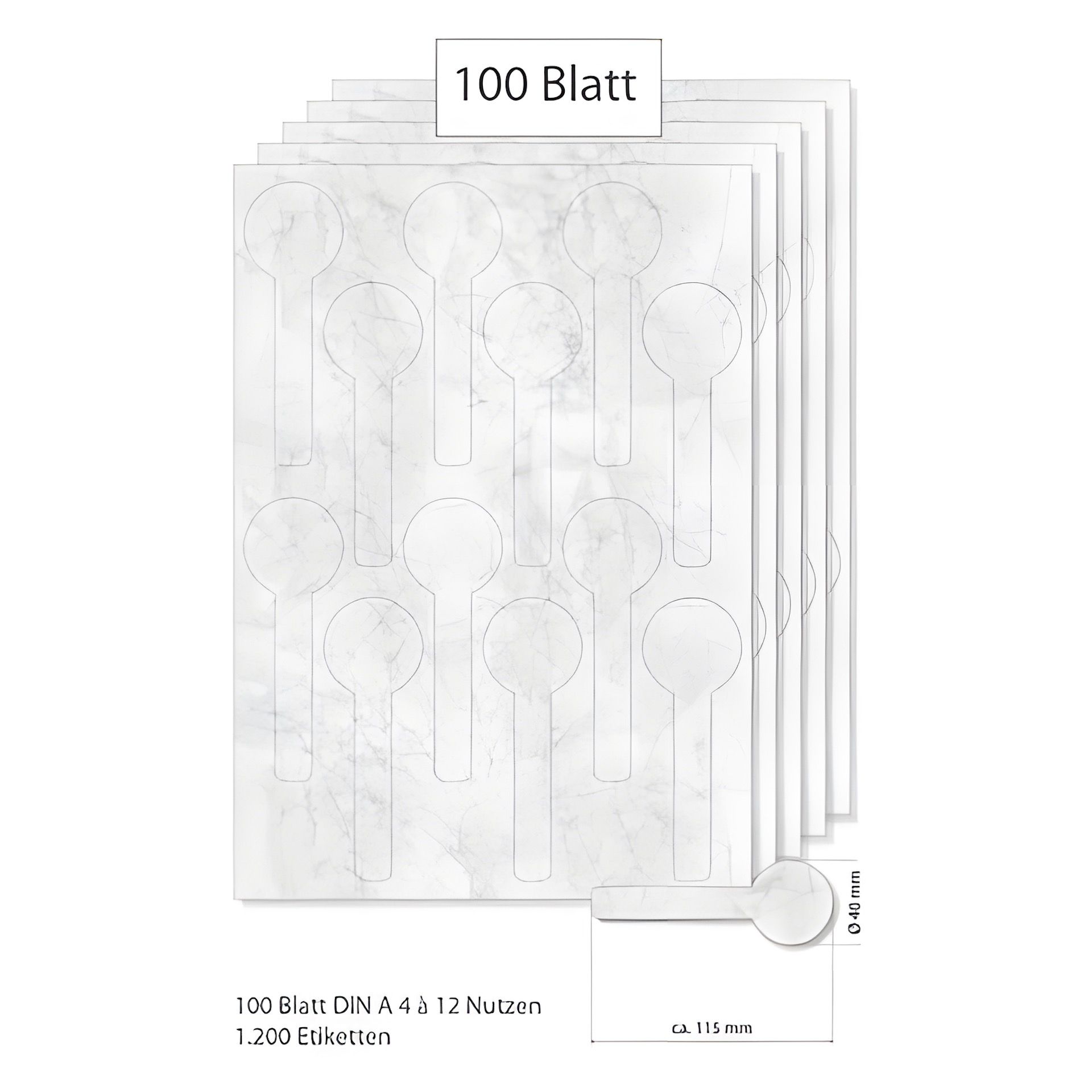 Siegeletiketten grau marmoriert - 100 Blatt A4