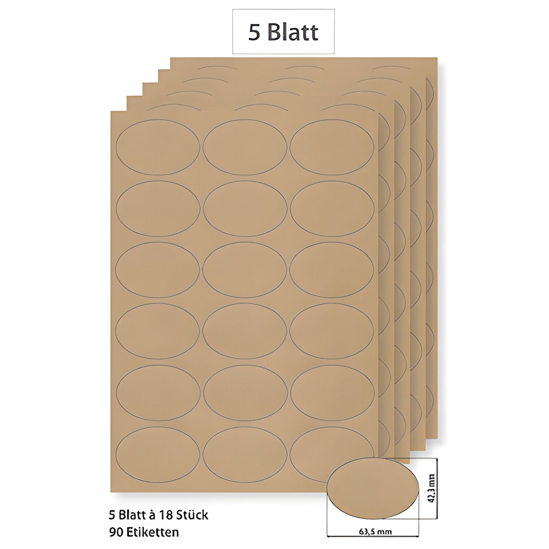 Steffis Etiketten 63,5 x 42,3 mm natur - 5 Blatt A4