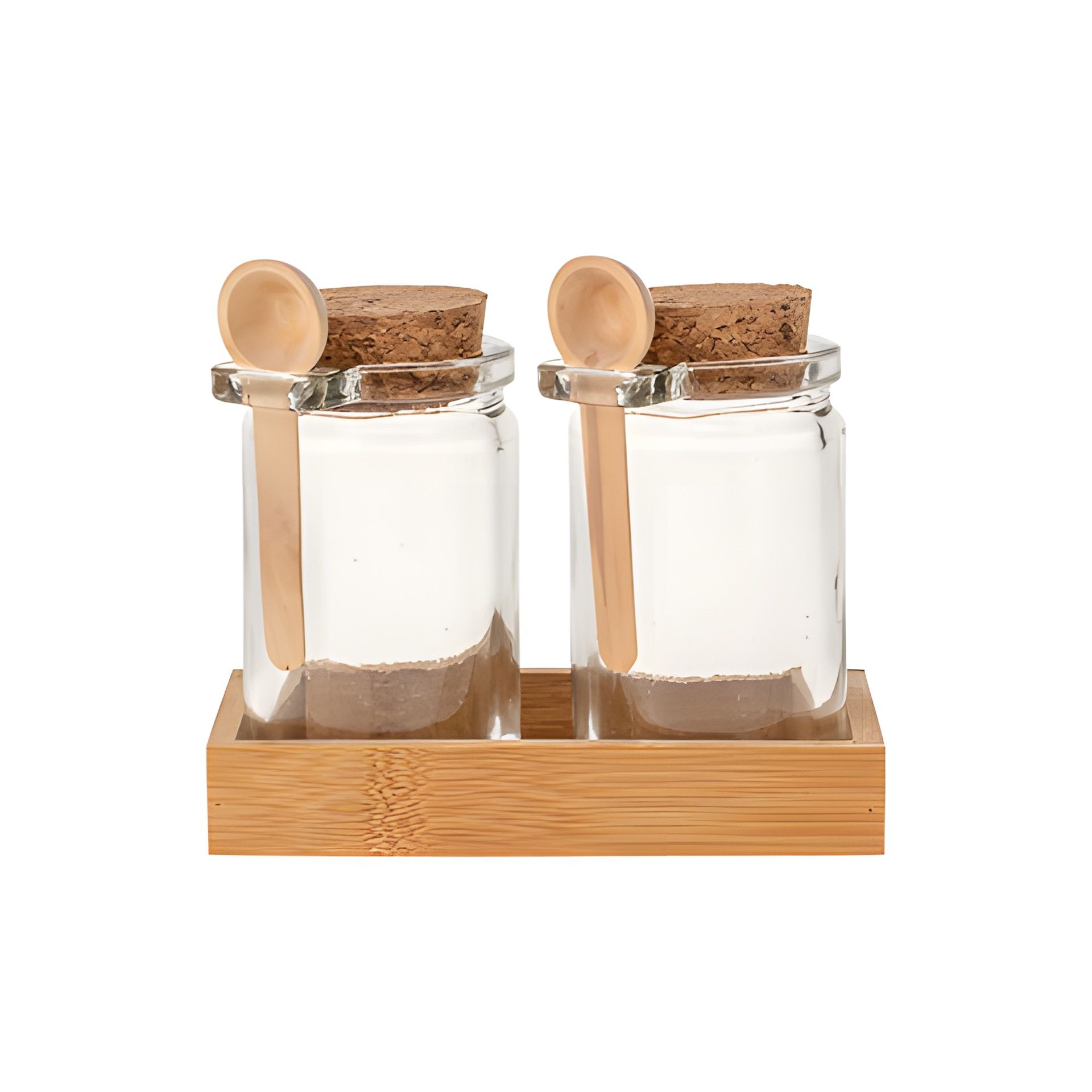 Korkenglas 120 ml mit Löffel + Tablett, 7-teilig
