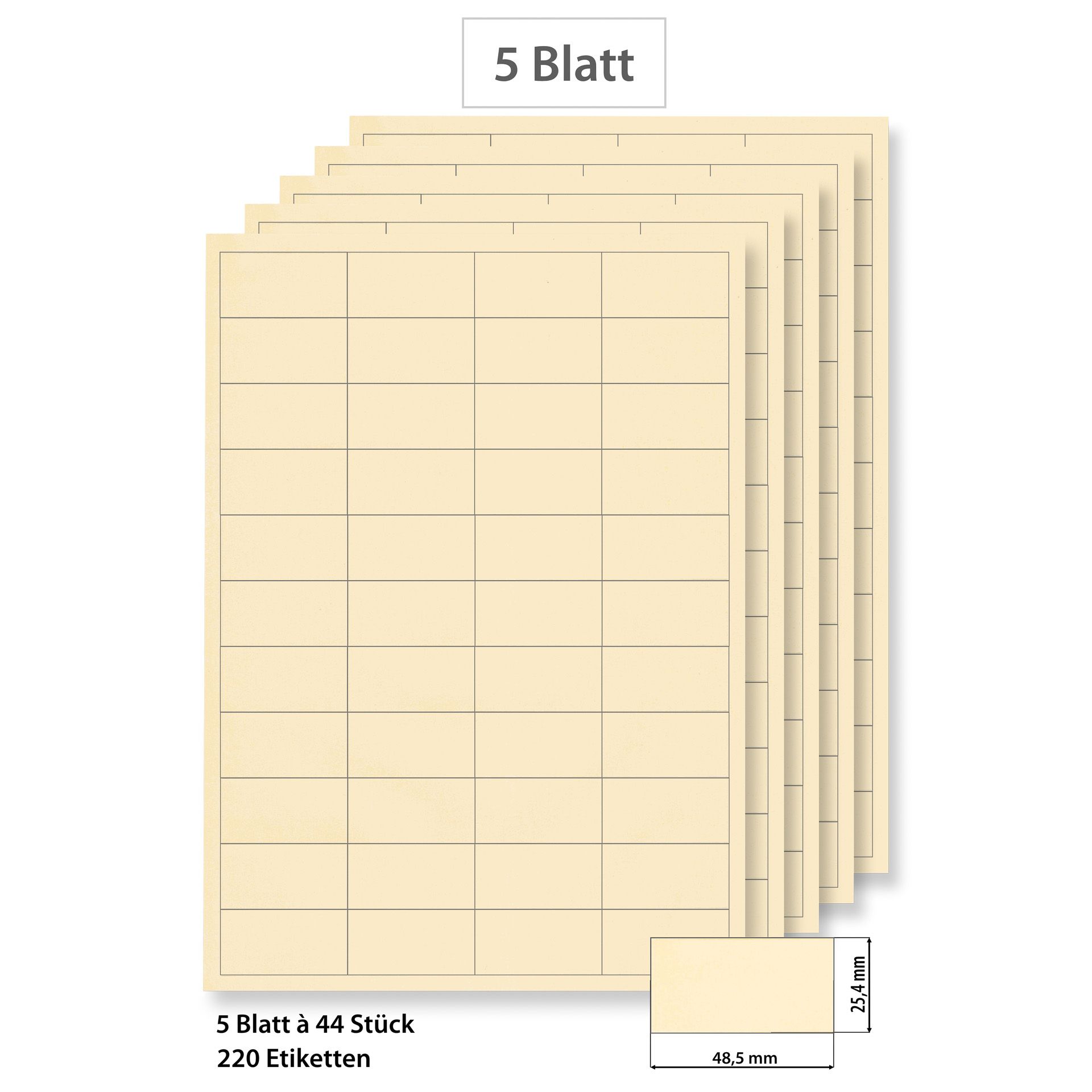 Steffis Etiketten 48,5 x 25,4 mm creme - 5 Blatt A4