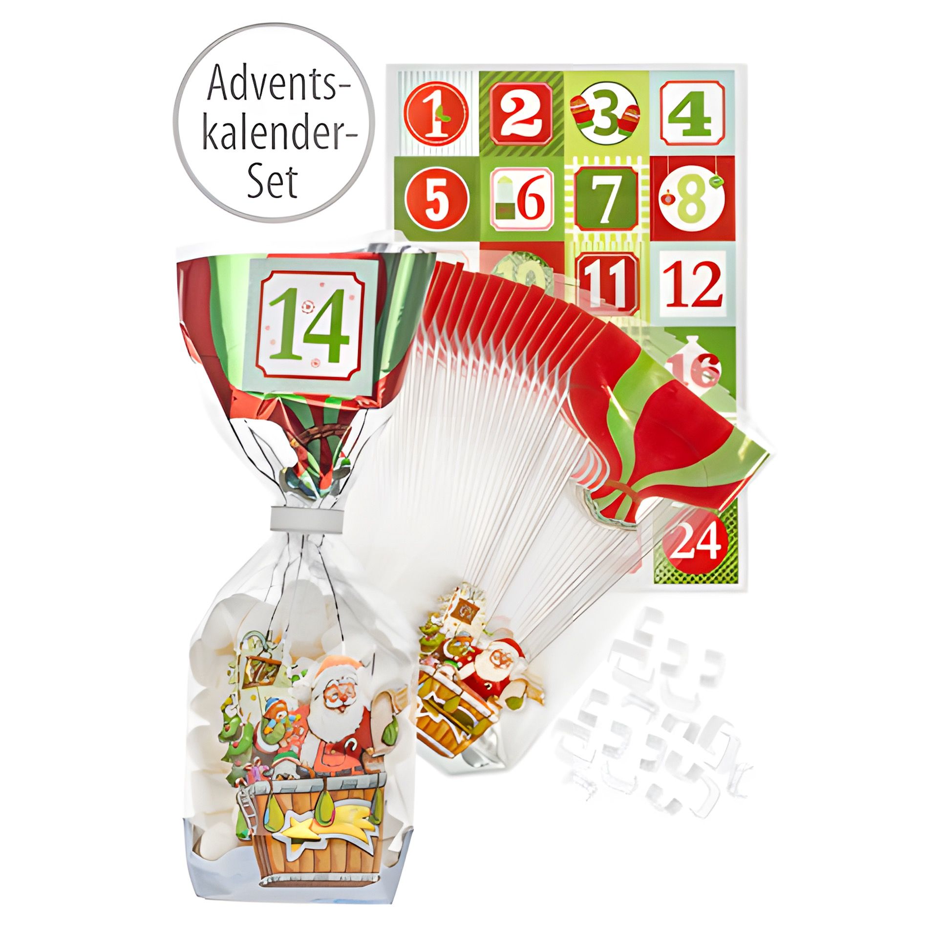 Adventskalender Set 'Kreuzbodenbeutel Ballon', 49-teilig