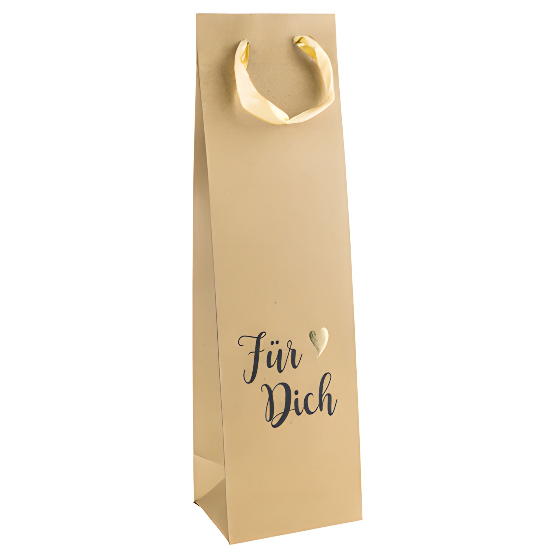 Flaschentasche 'Für Dich' natur, 10 x 8 x 35 cm
