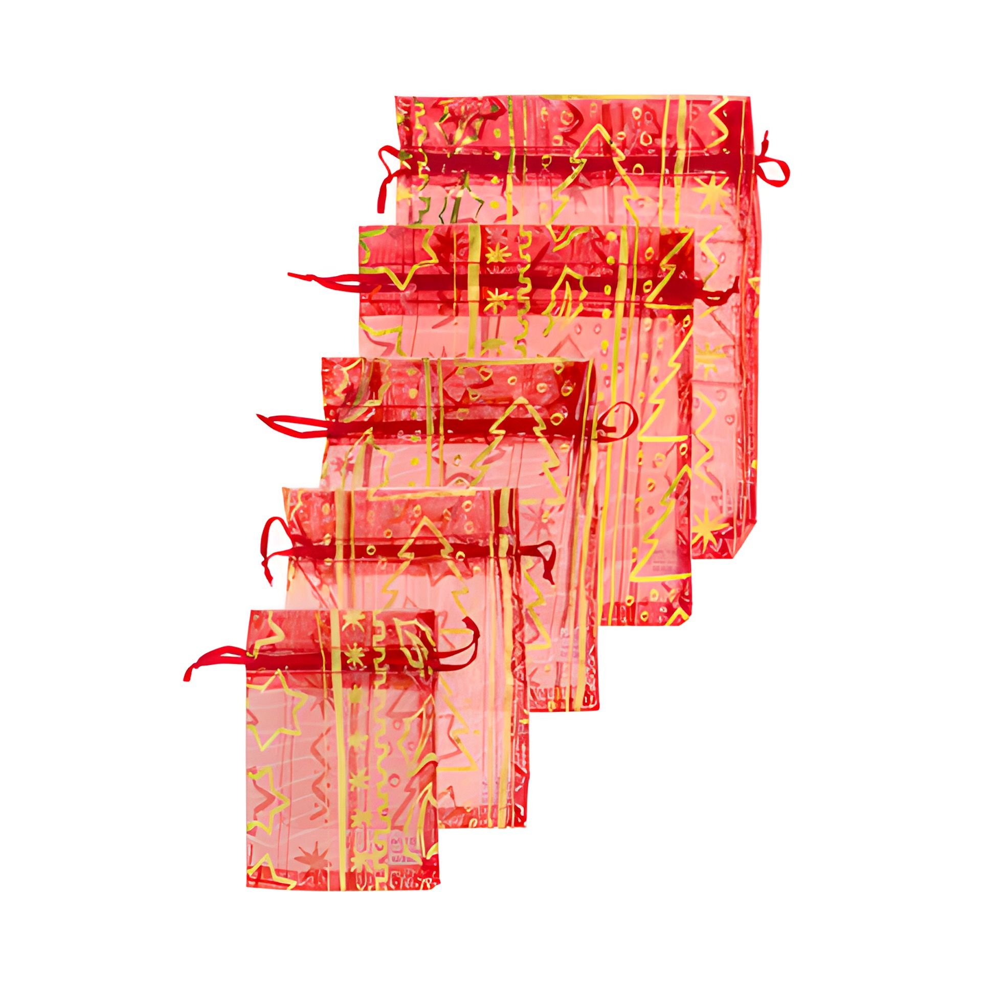 Organzasäckchen rot, 5-teiliges Set