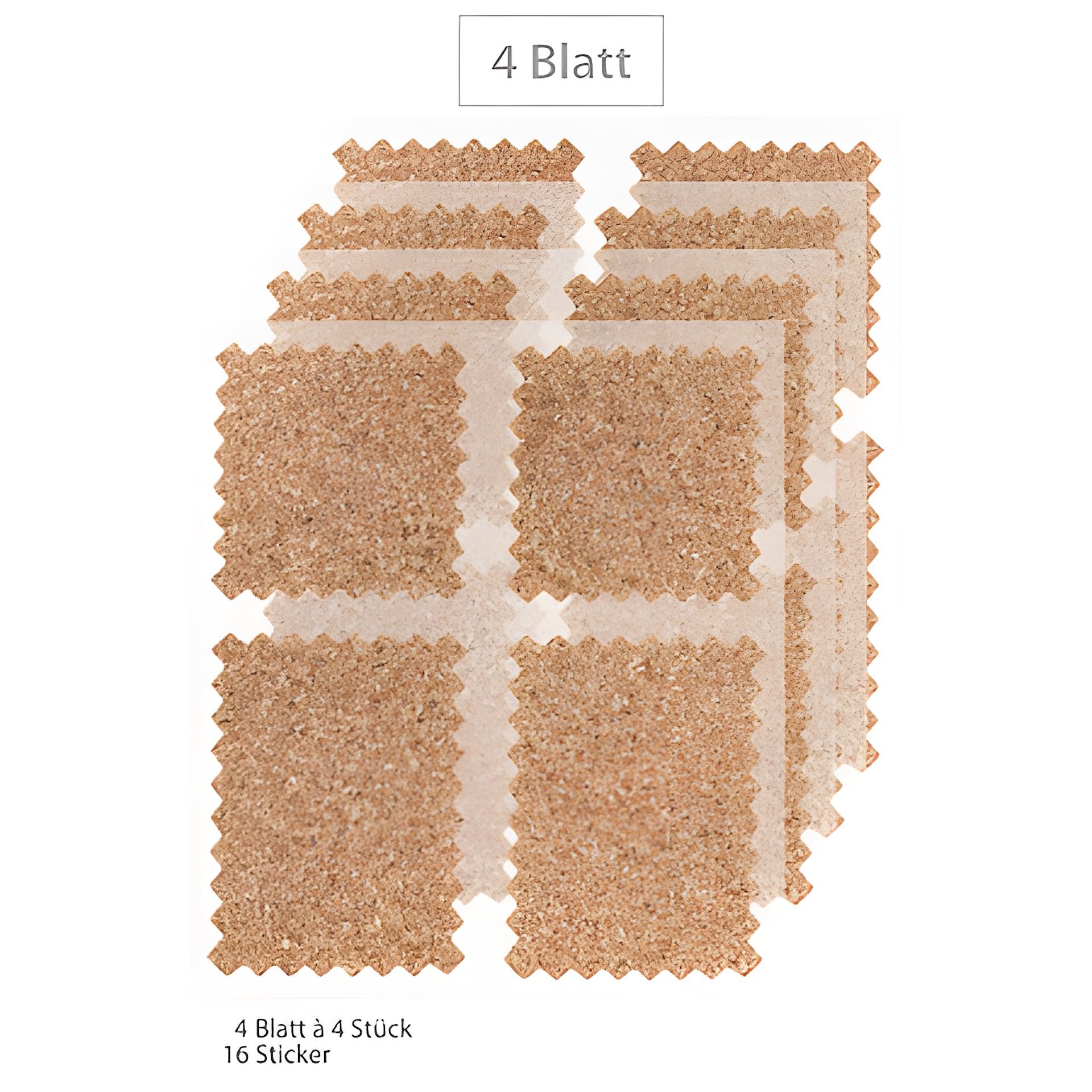 HappyTappi Kork-Sticker 35 x 35 und 35 x 45 mm, 16 Stück