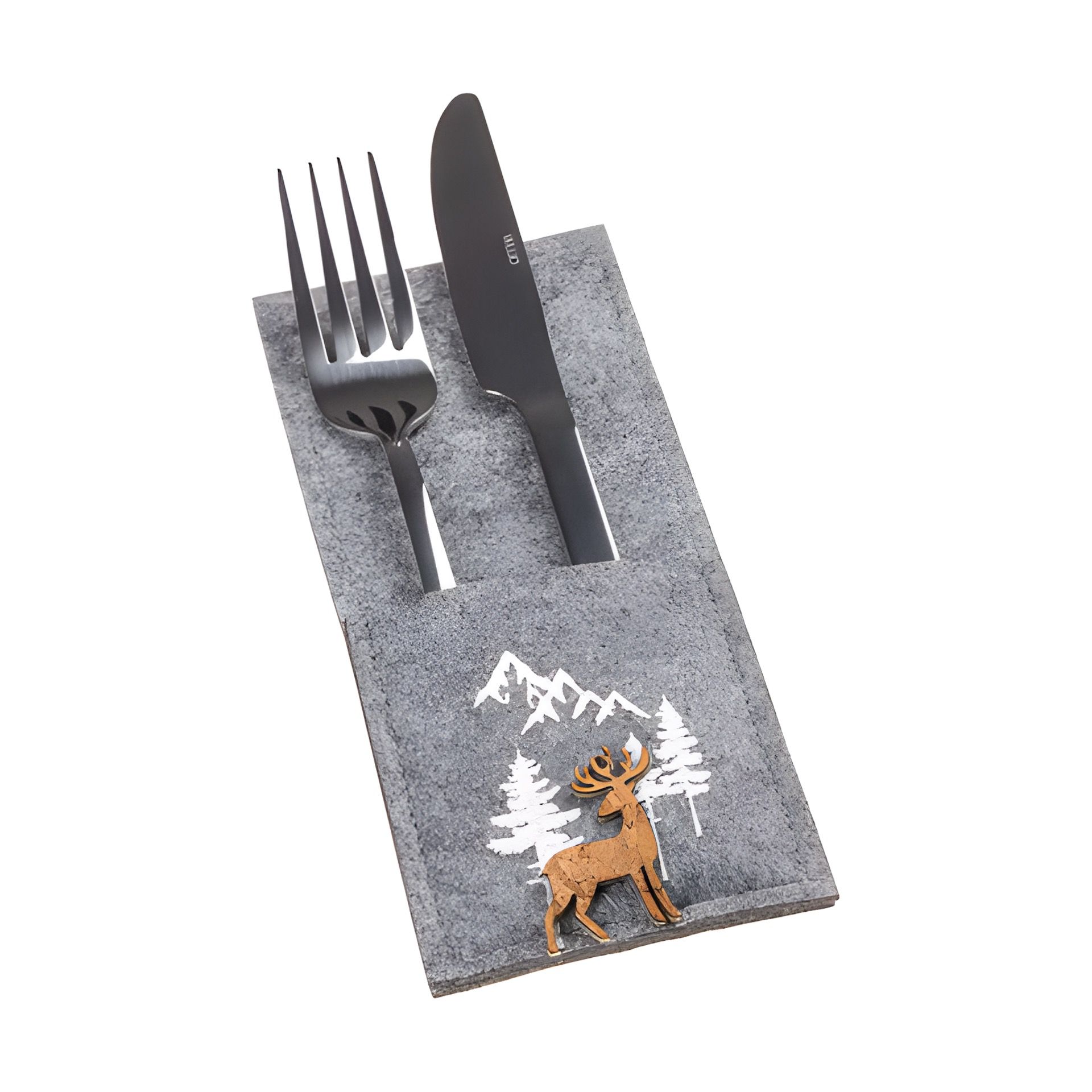 Besteckhalter 'Hirsch' aus Filz, 8 x 20 cm
