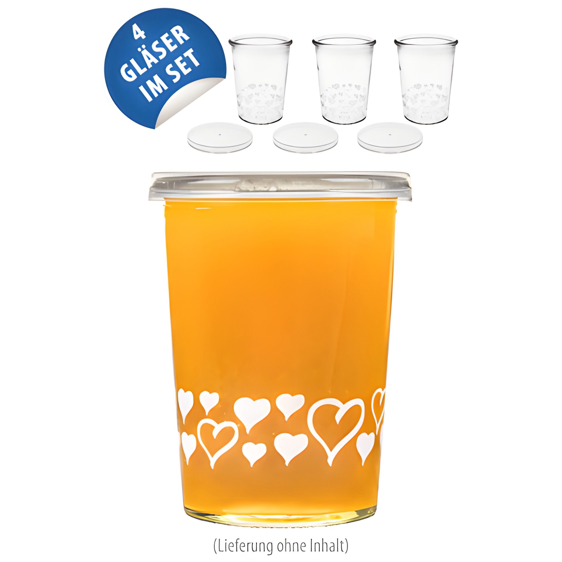 Becherglas 150 ml 'Herzen', 4er Set