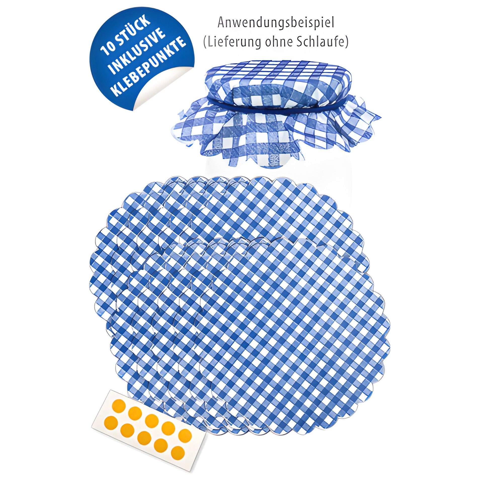 Vliesdeckchen Ø 135 mm blau kariert, 10 Stück