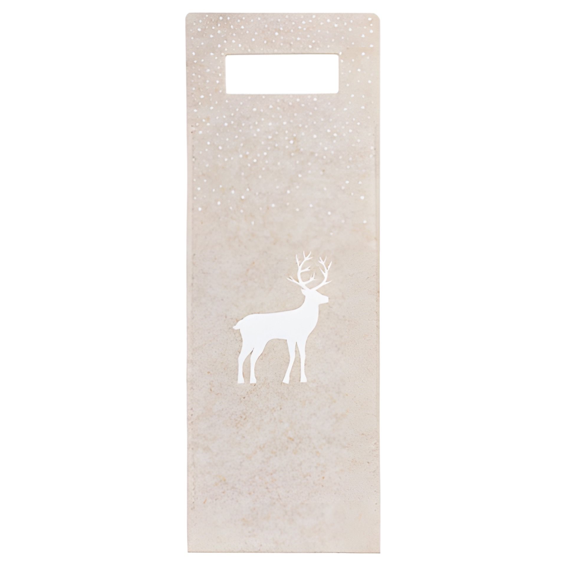 Flaschentasche 'Rentier' Filz creme, mittel