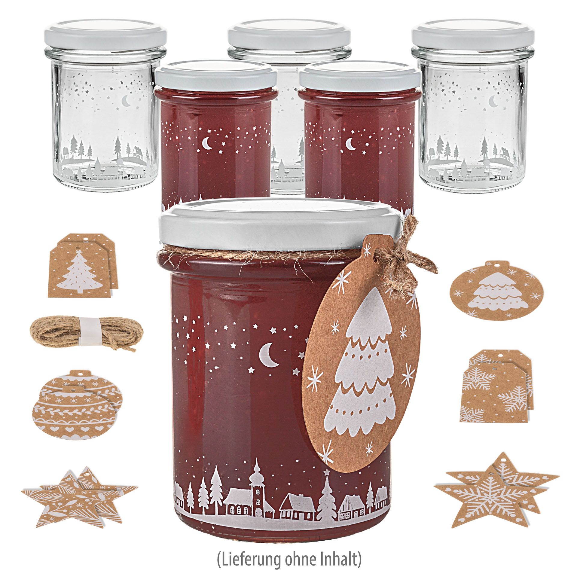 Weihnachtsglas 'Winterlandschaft', 6er Set