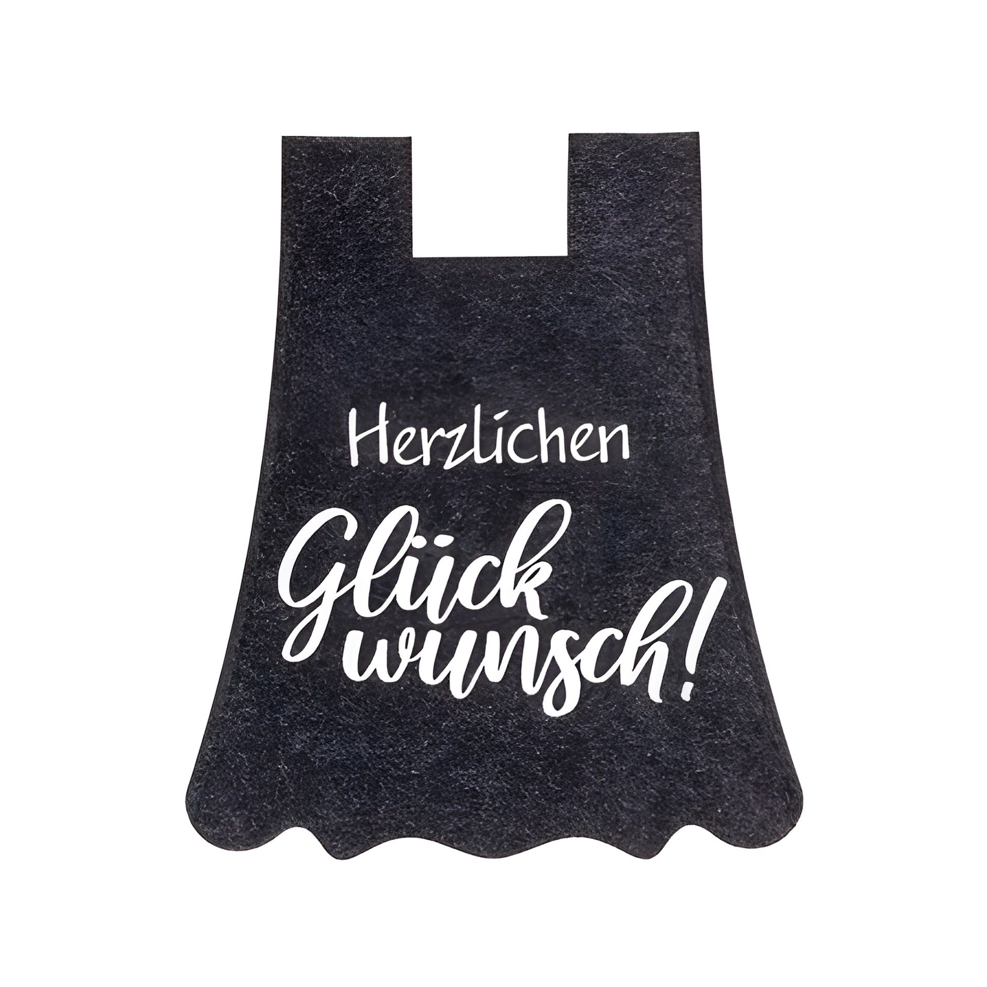 Flaschendeko Filzkleid mit 'Herzlichen Glückwunsch!' anthrazit