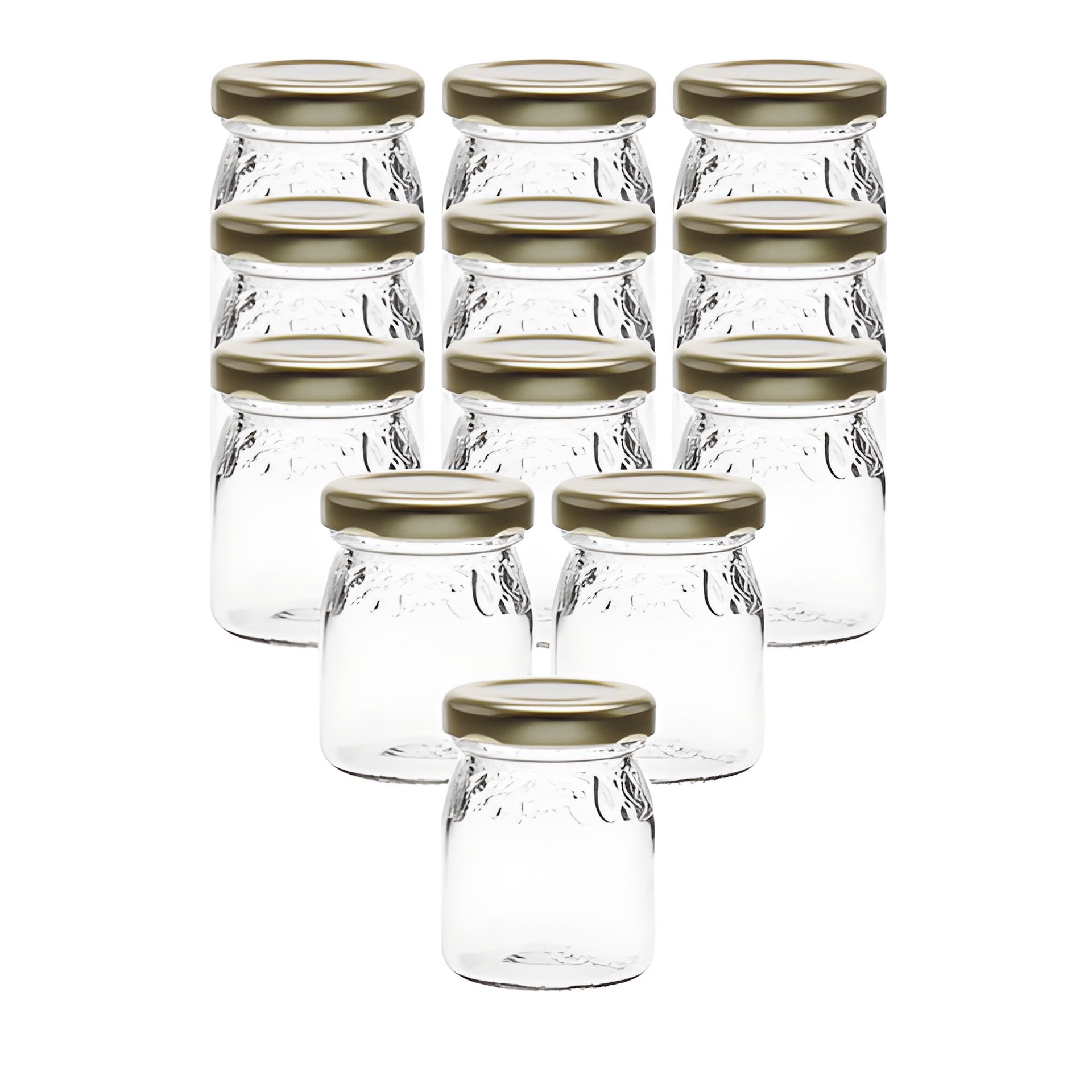 12er Set Schmuckglas 'Fruchtdekor' 50 ml mit Deckel gold