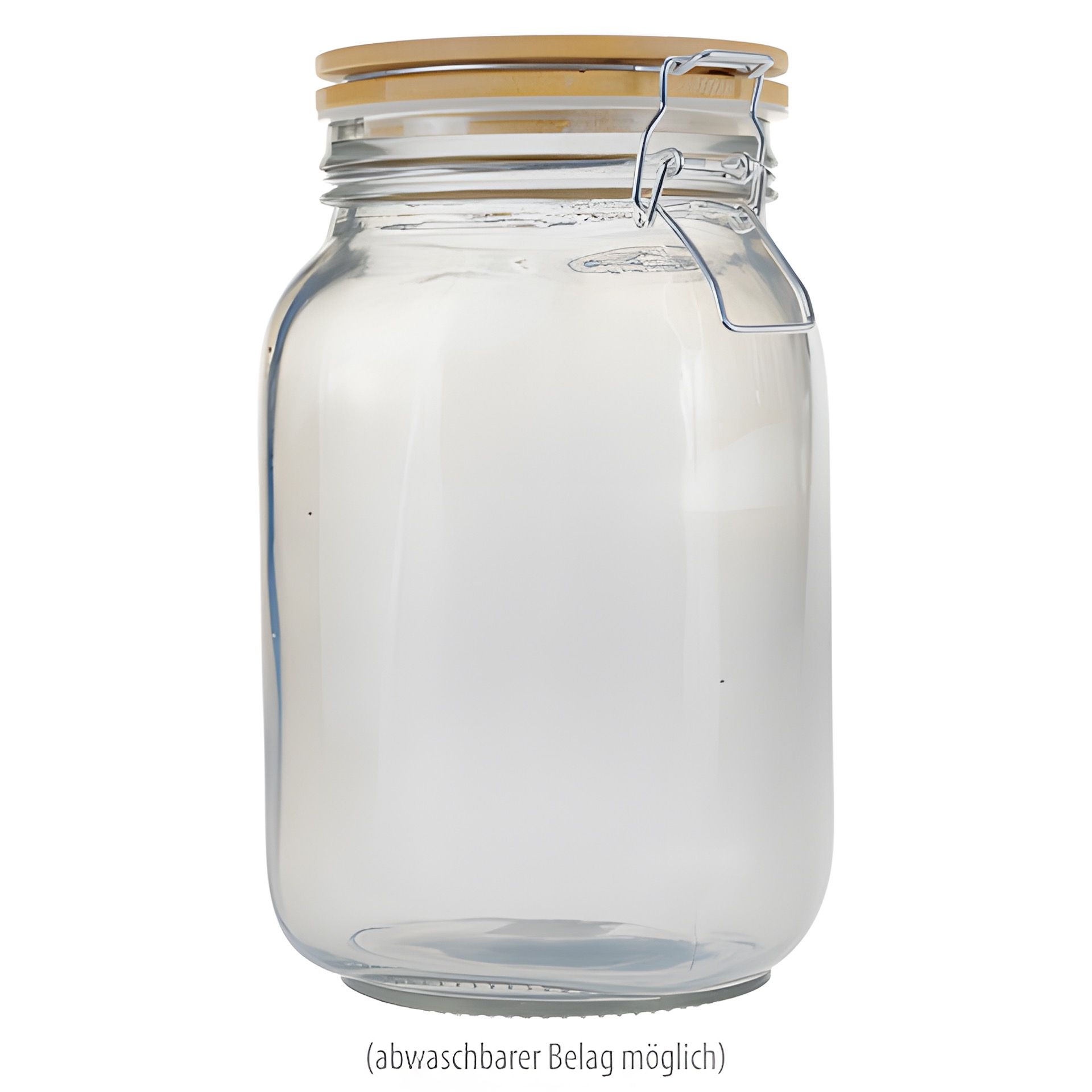 Bügelglas 1500 ml eckig mit Bambusdeckel