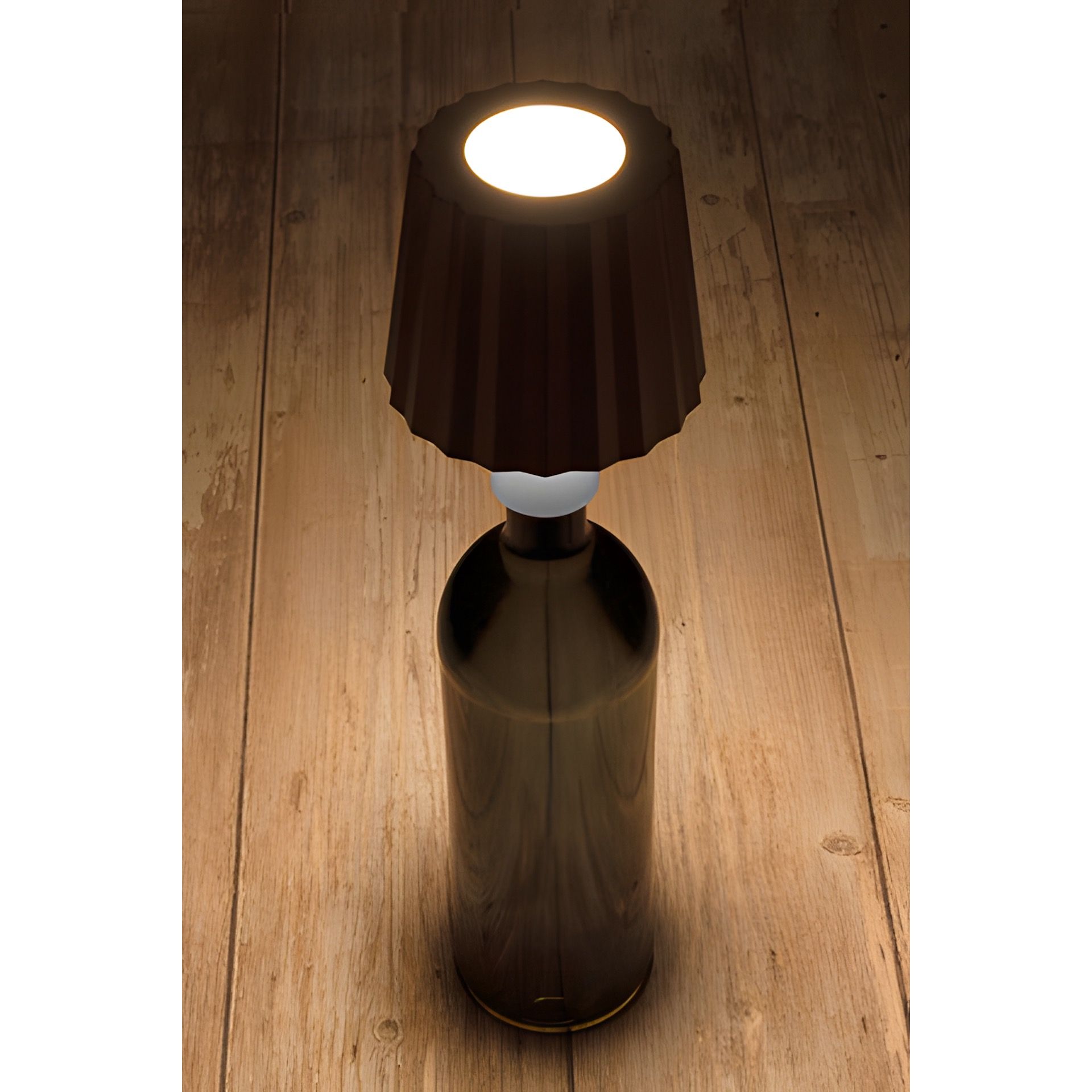LED Flaschenlampe mit Touchfunktion, Akku und USB, silber
