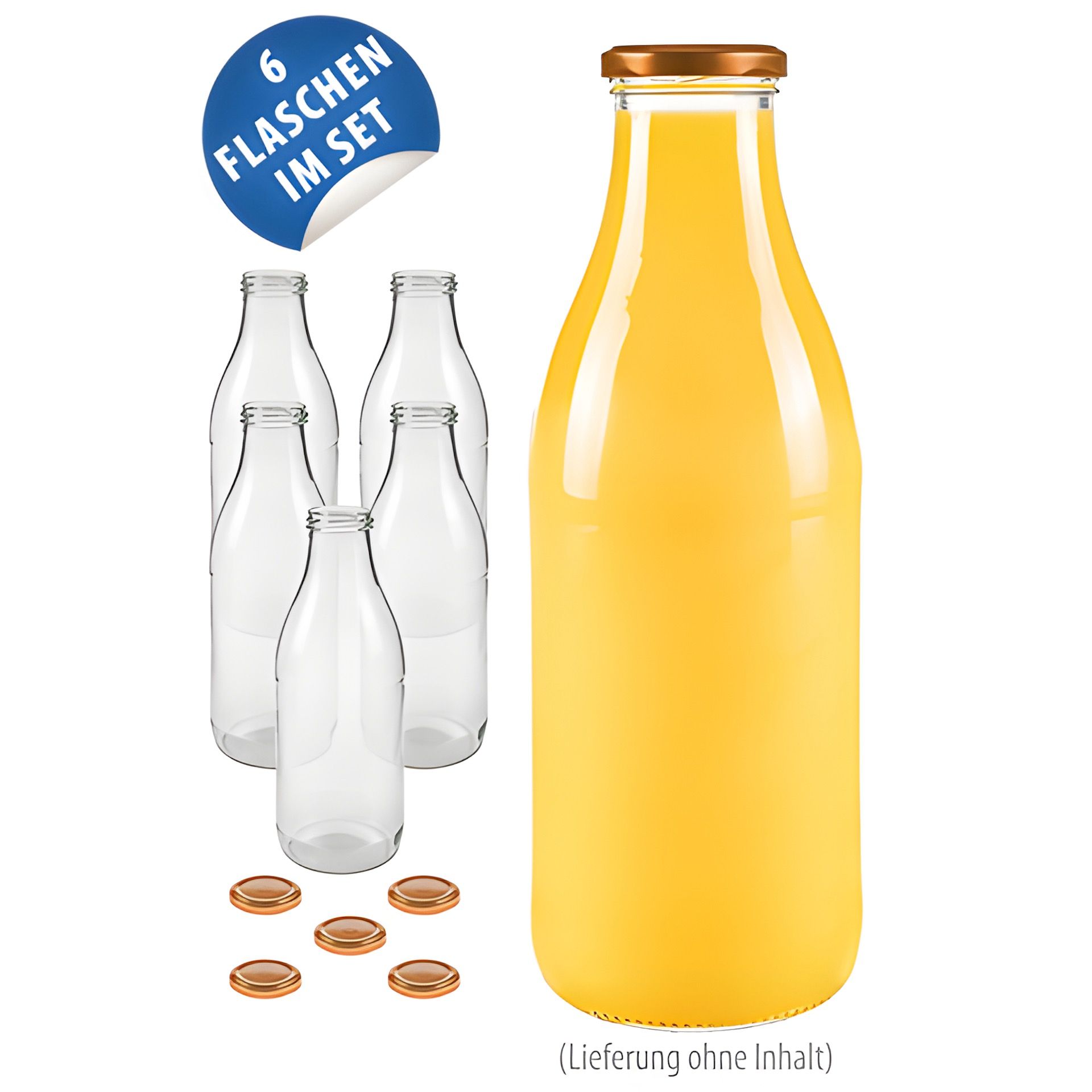Weithalsflasche 1000 ml TO 48, 6er Set