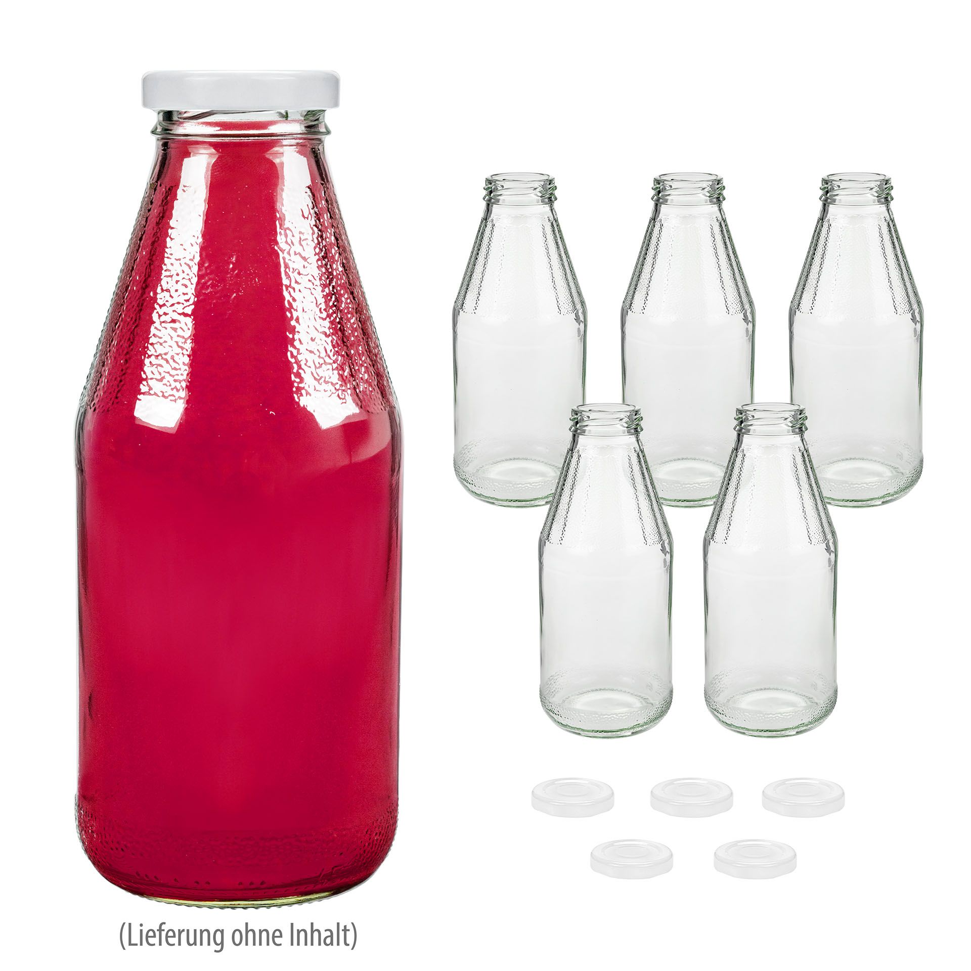 Weithalsflasche 500 ml mit Facetten, 6er Set