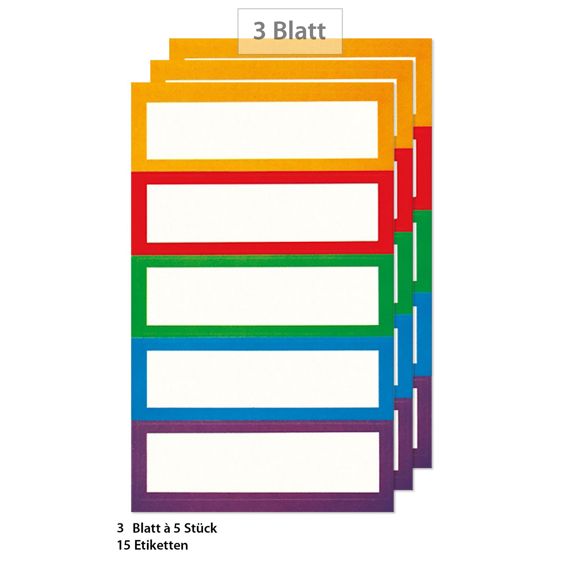 Etiketten 'Rahmen in 5 Farben', 15 Stück