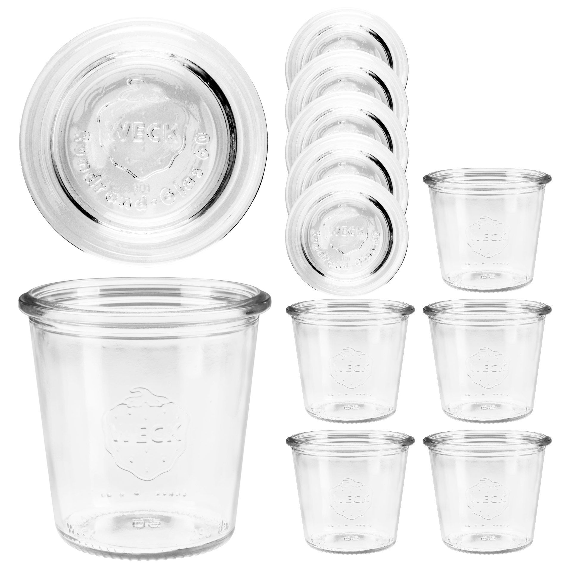 WECK-Sturzglas 290 ml hoch + Glasdeckel, 6er Set