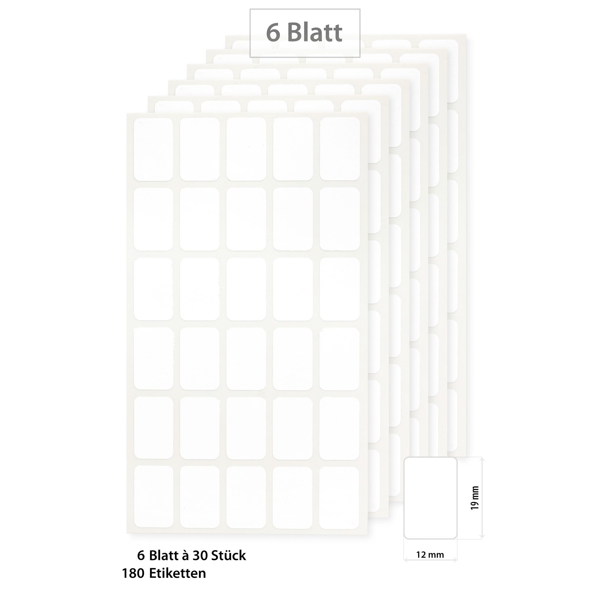 Etiketten 19 x 12 mm, weiß, 180 Stück