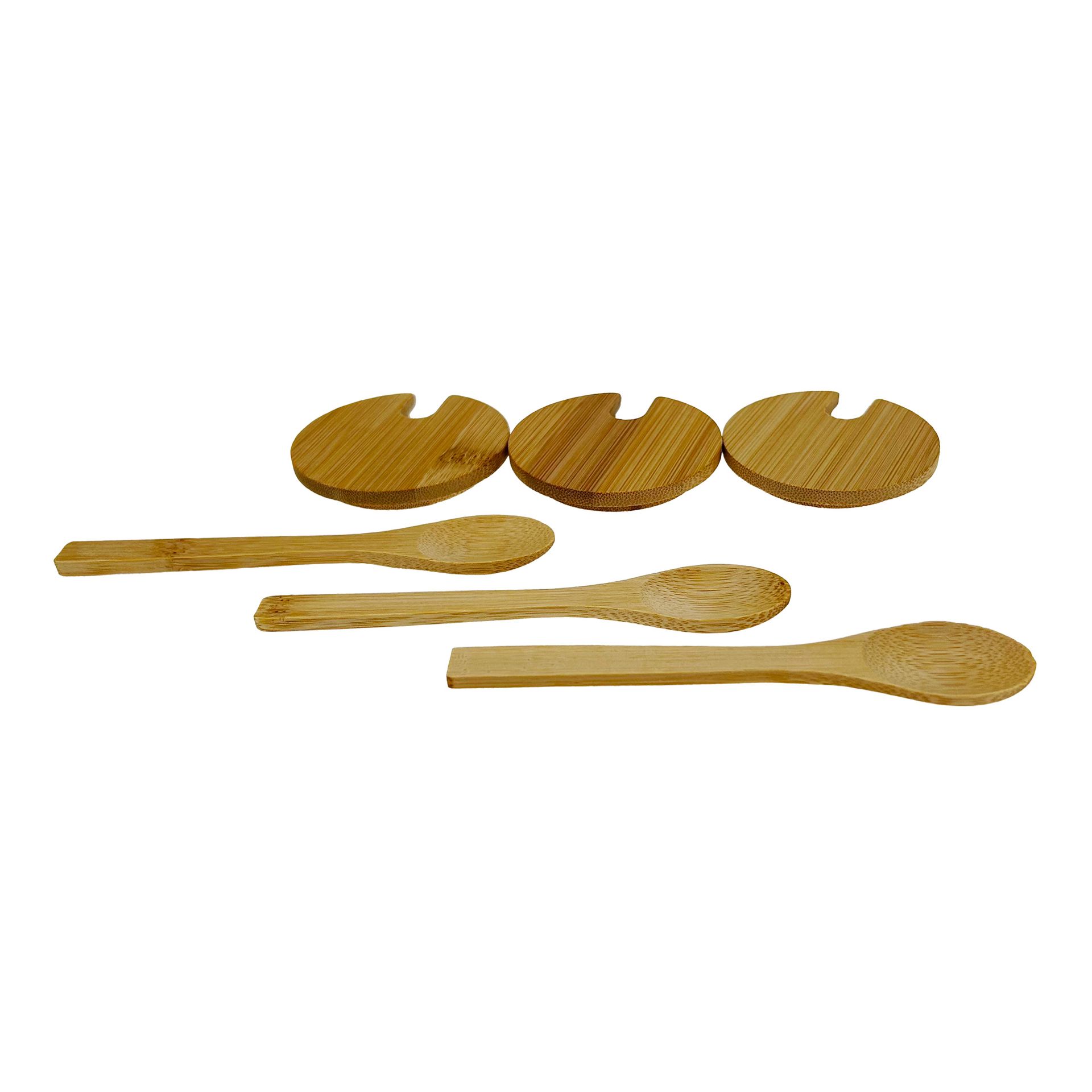 Bambusdeckel Ø 67 mm mit Löffel, 3er Set