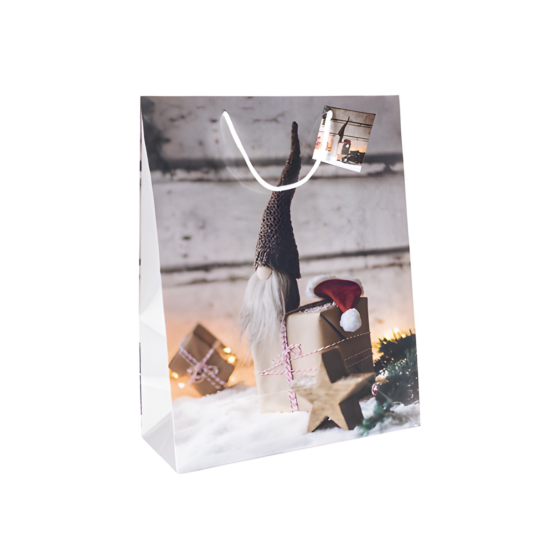 Geschenktüte 'Wichtel mit Geschenk', groß