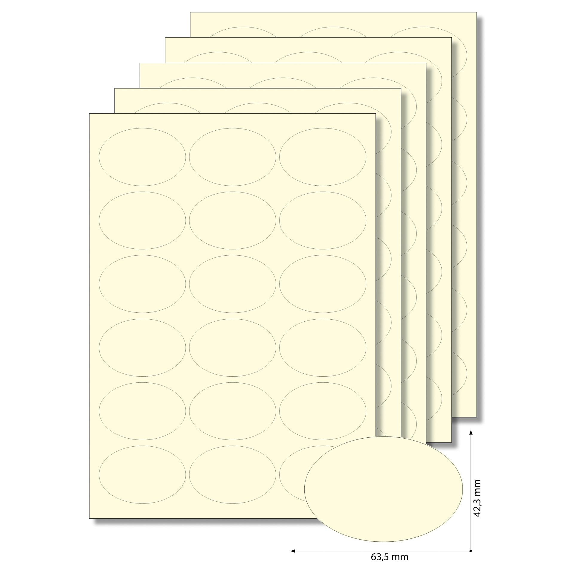 Etiketten oval 'Vanille' -   5 Blatt A4
