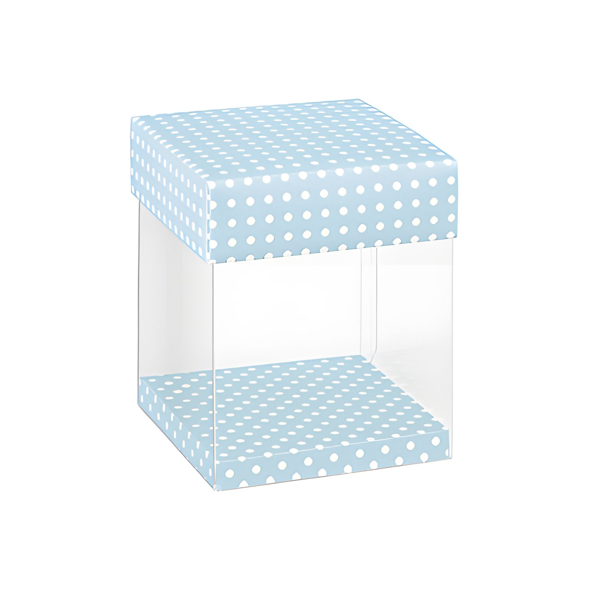Klarsichtschachtel  80 x 80 x 90 mm blau gepunktet