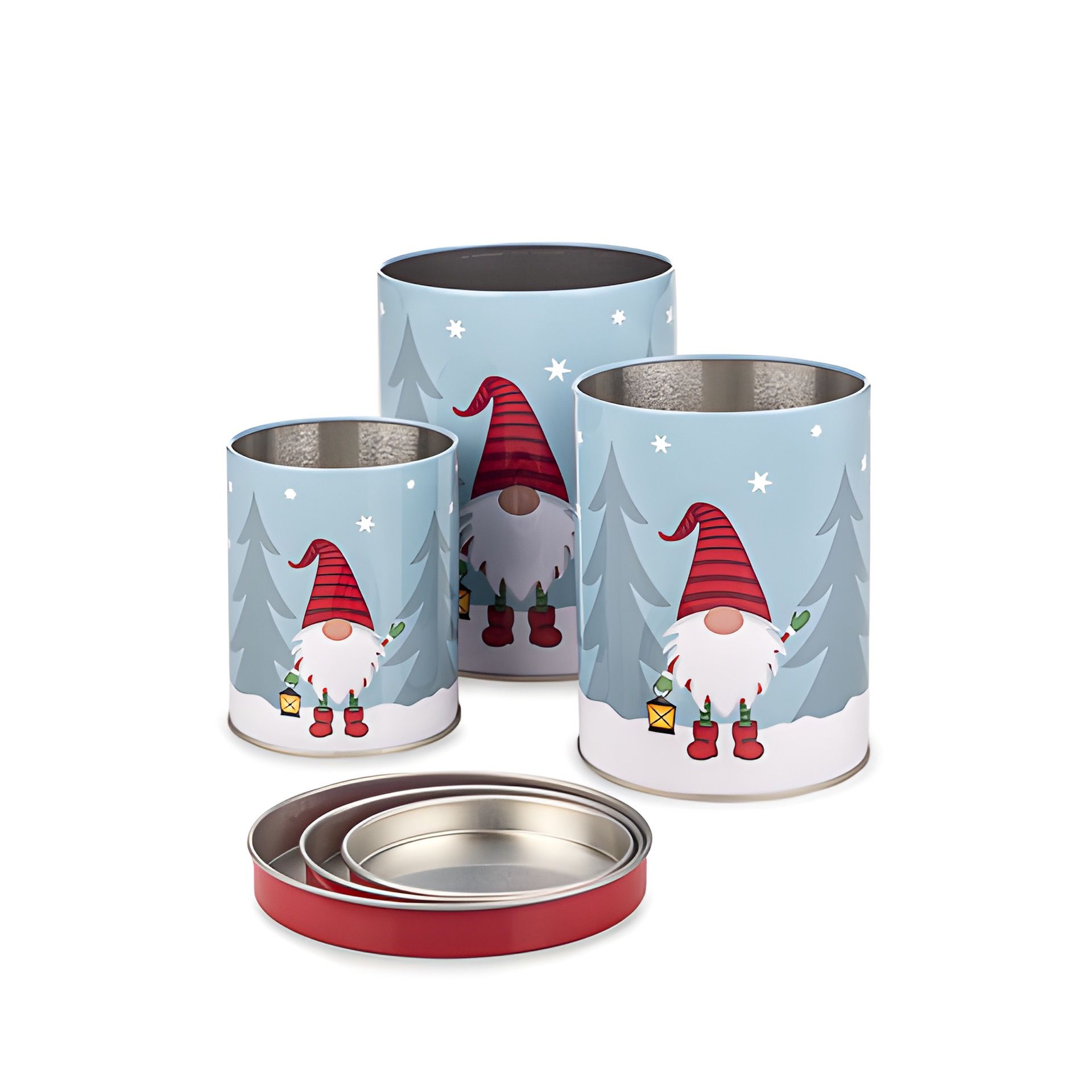 Weihnachtsdose 'Wichtel' blau, 3er Set