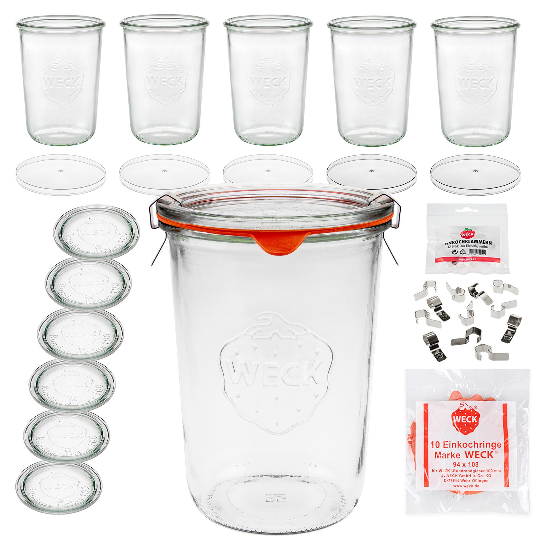 WECK-Sturzglas 850 ml mit Klarsichtdeckel, 6er Set