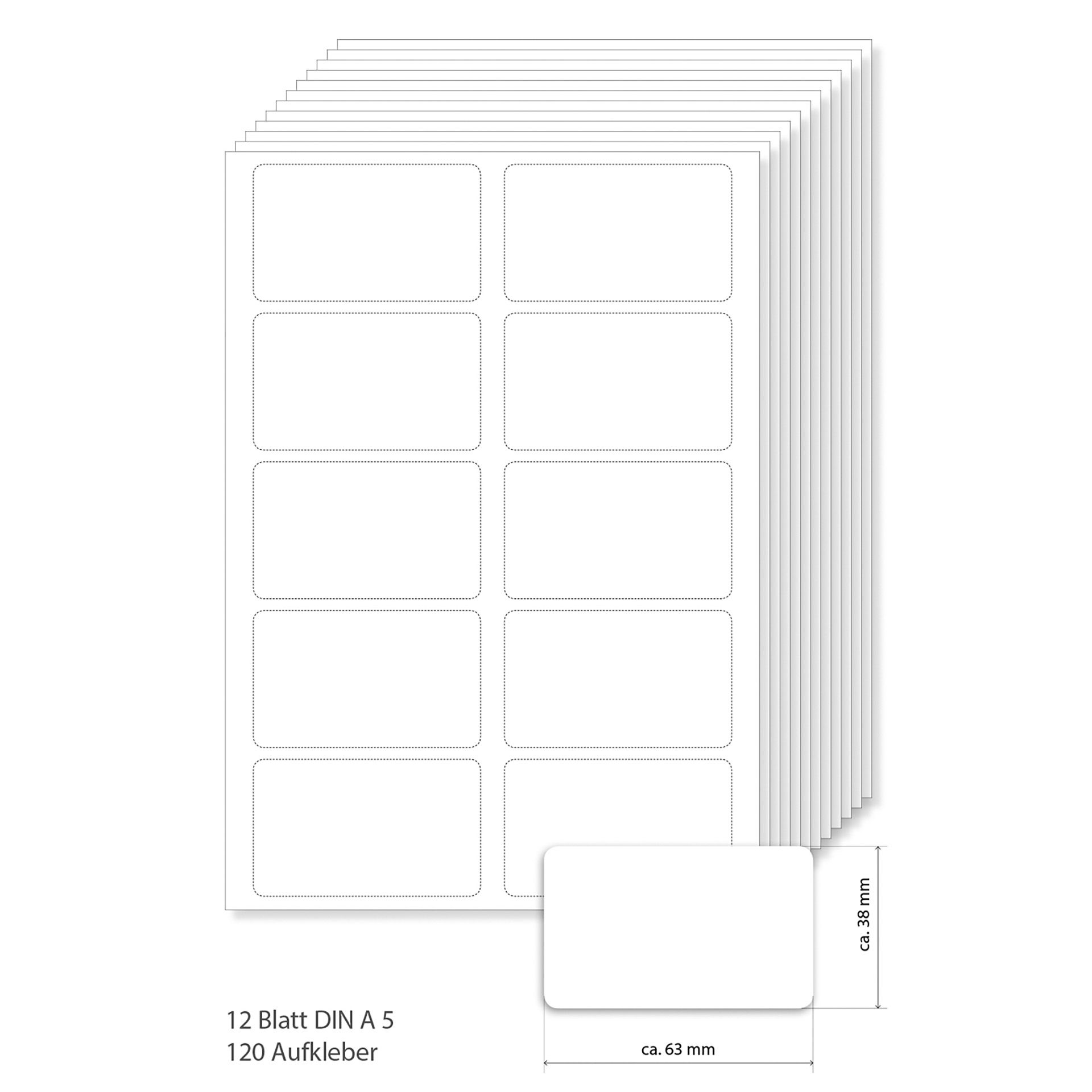 Etiketten 63 x 38 mm weiß, A5, 120 Stück
