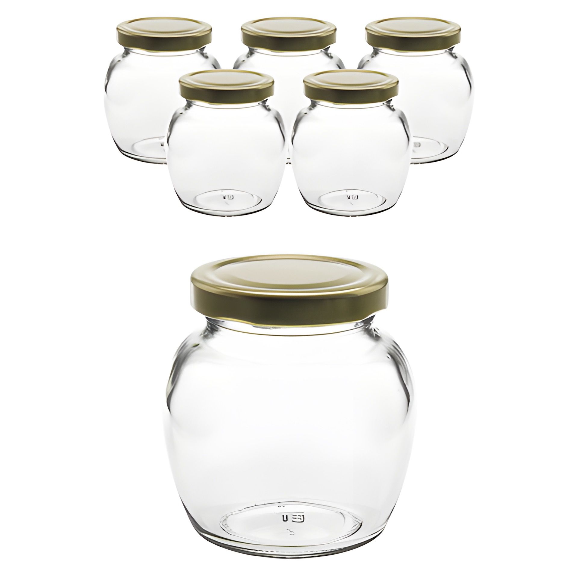6er Set Schmuckglas 212 ml mit Deckel gold