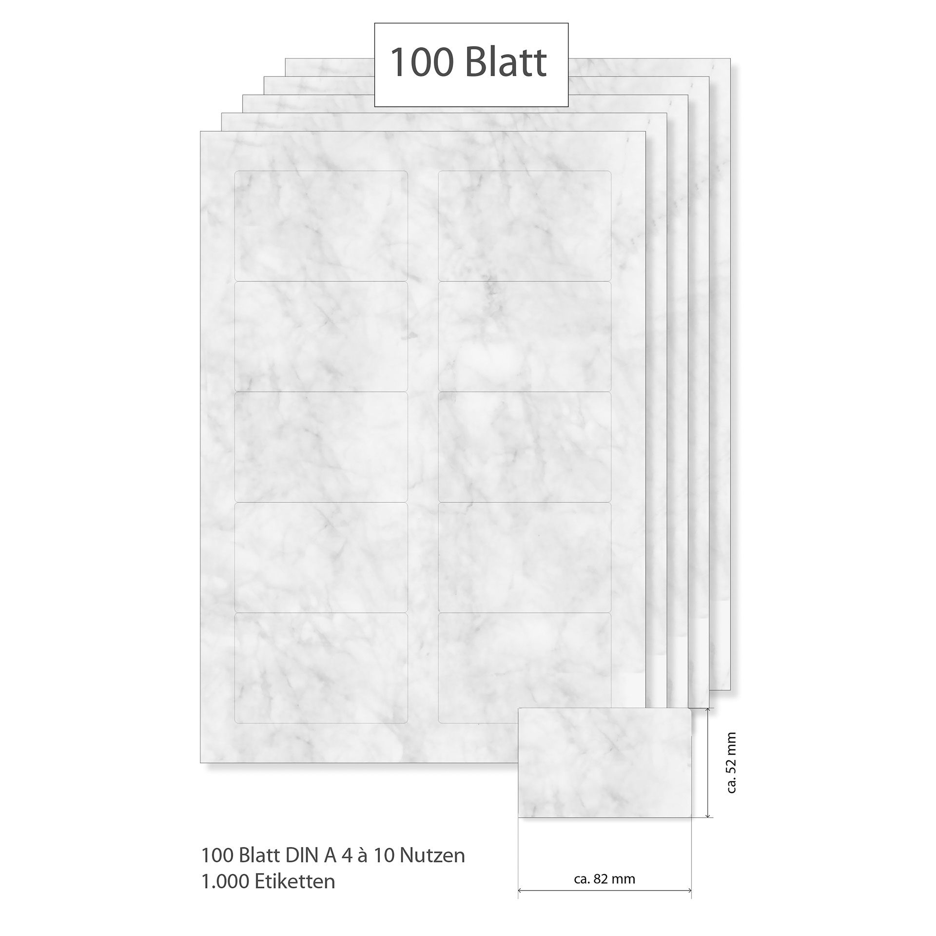 Etiketten 82 x 52 mm grau marmoriert - 100 Blatt A4