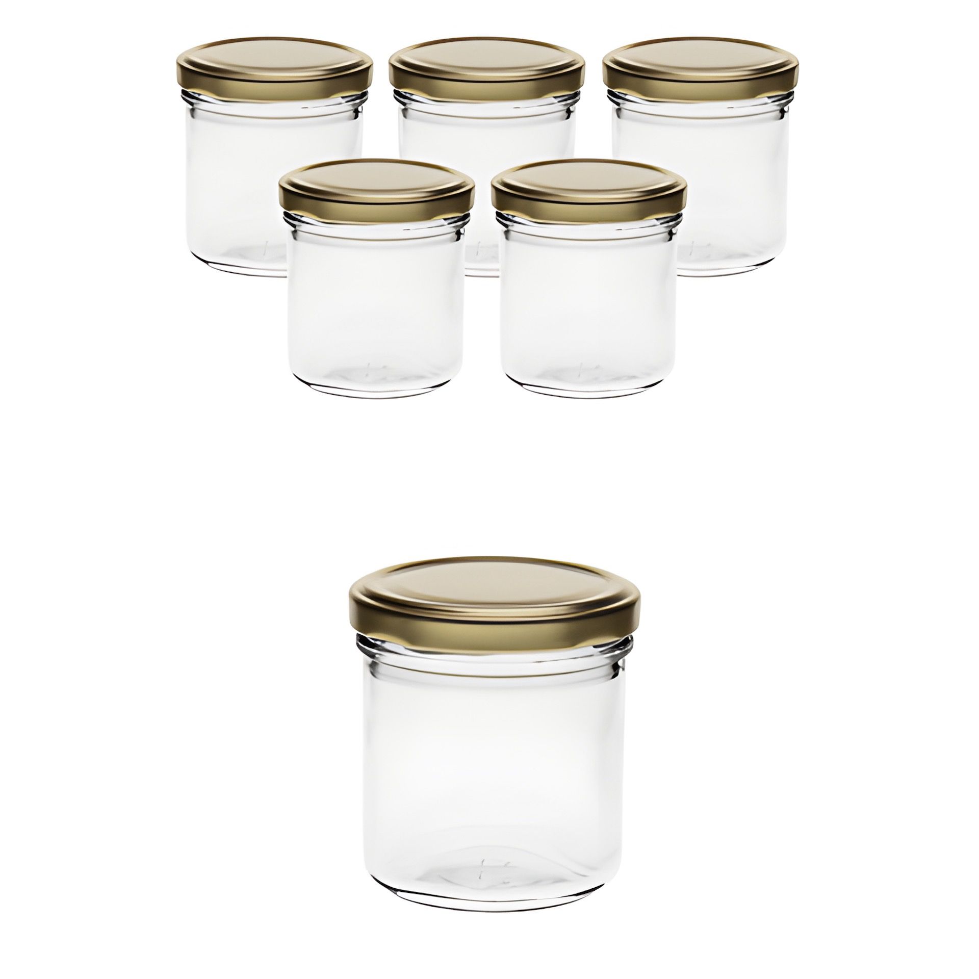 6er Set Sturzglas 167 ml mit Deckel gold