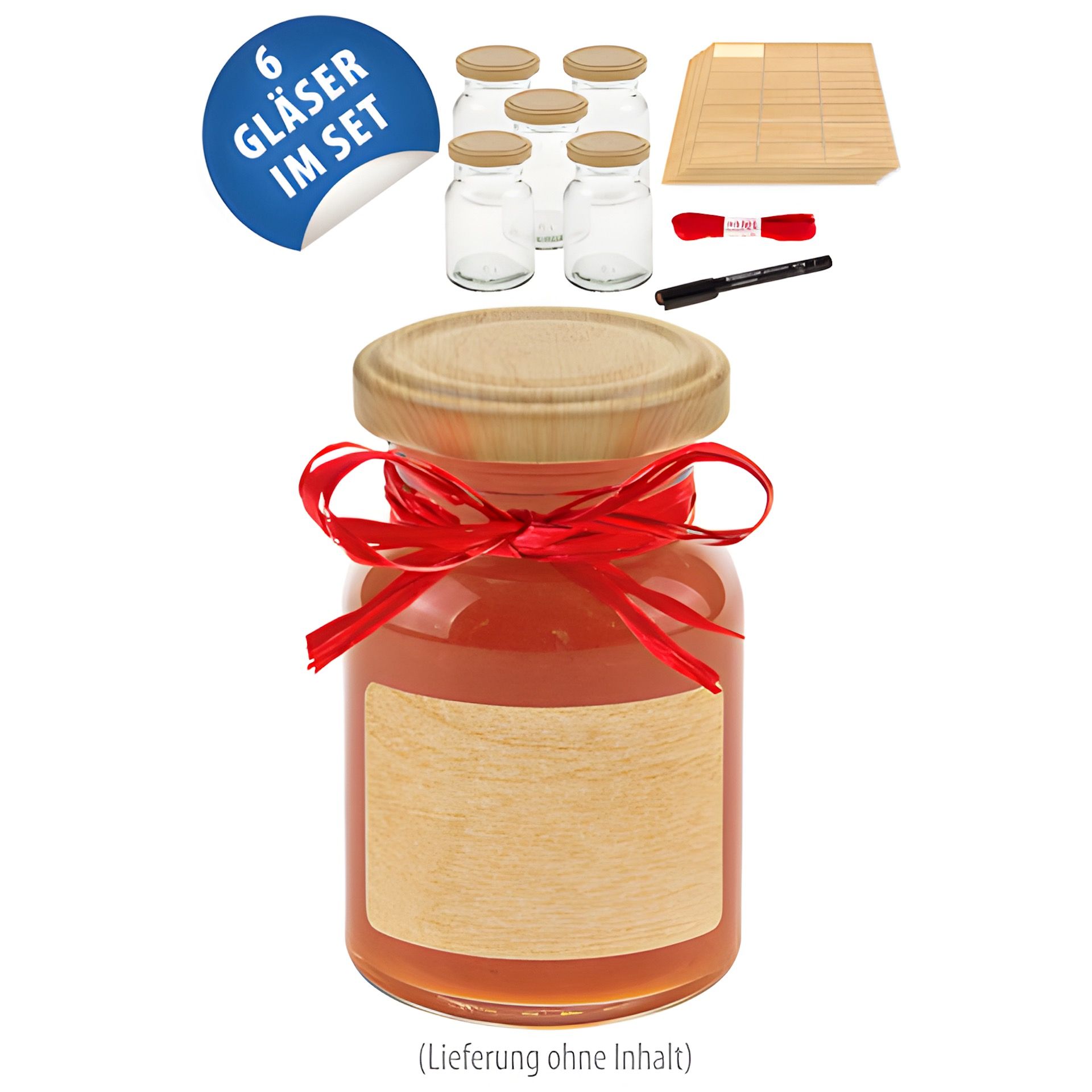 Rundglas 150 ml 'Holzdekor', 6er Set