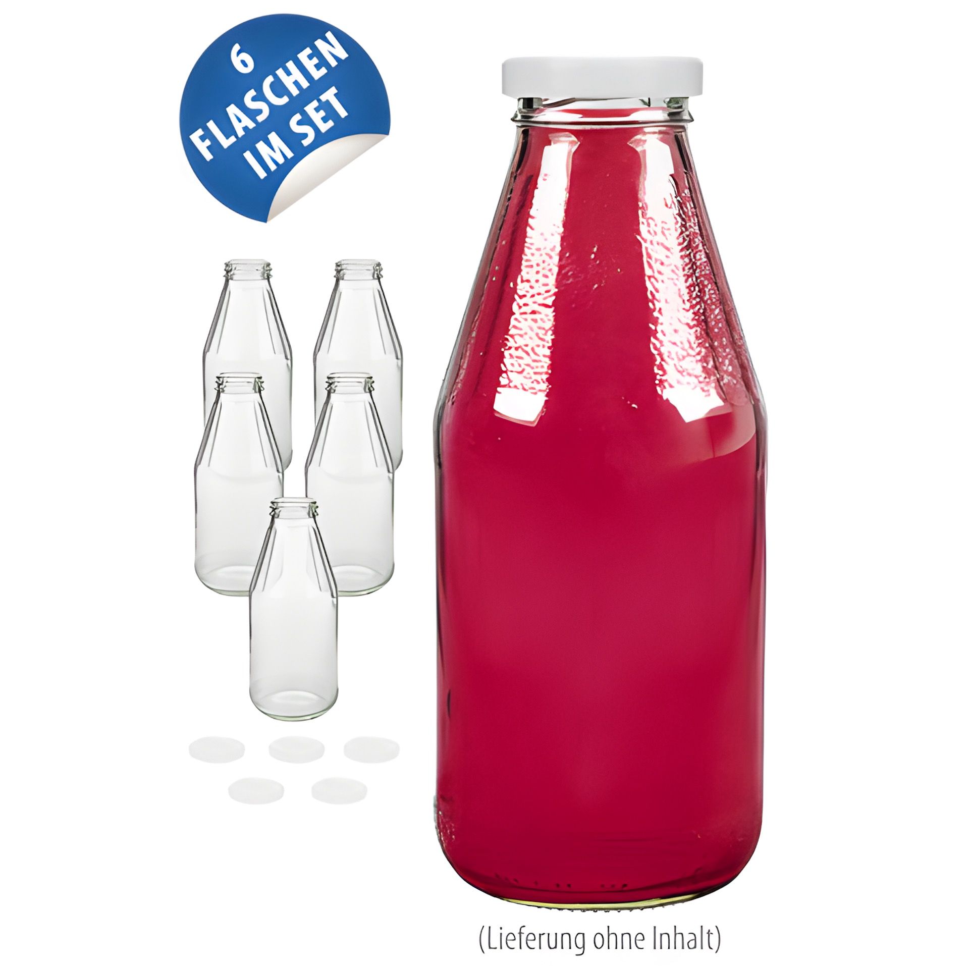 Weithalsflasche 500 ml mit Facetten, 6er Set