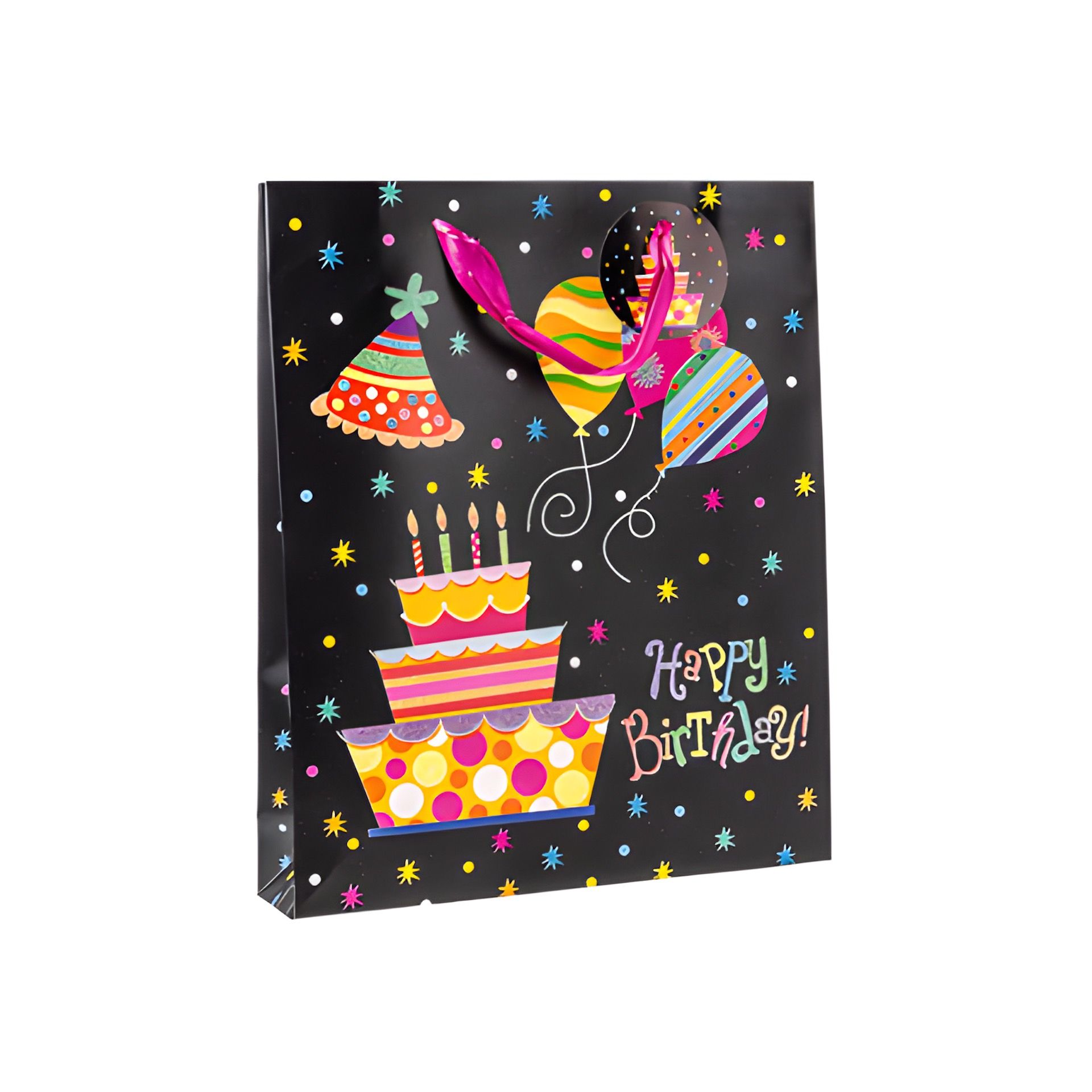 Geschenktüte 'Happy Birthday mit Glitzer', mittel