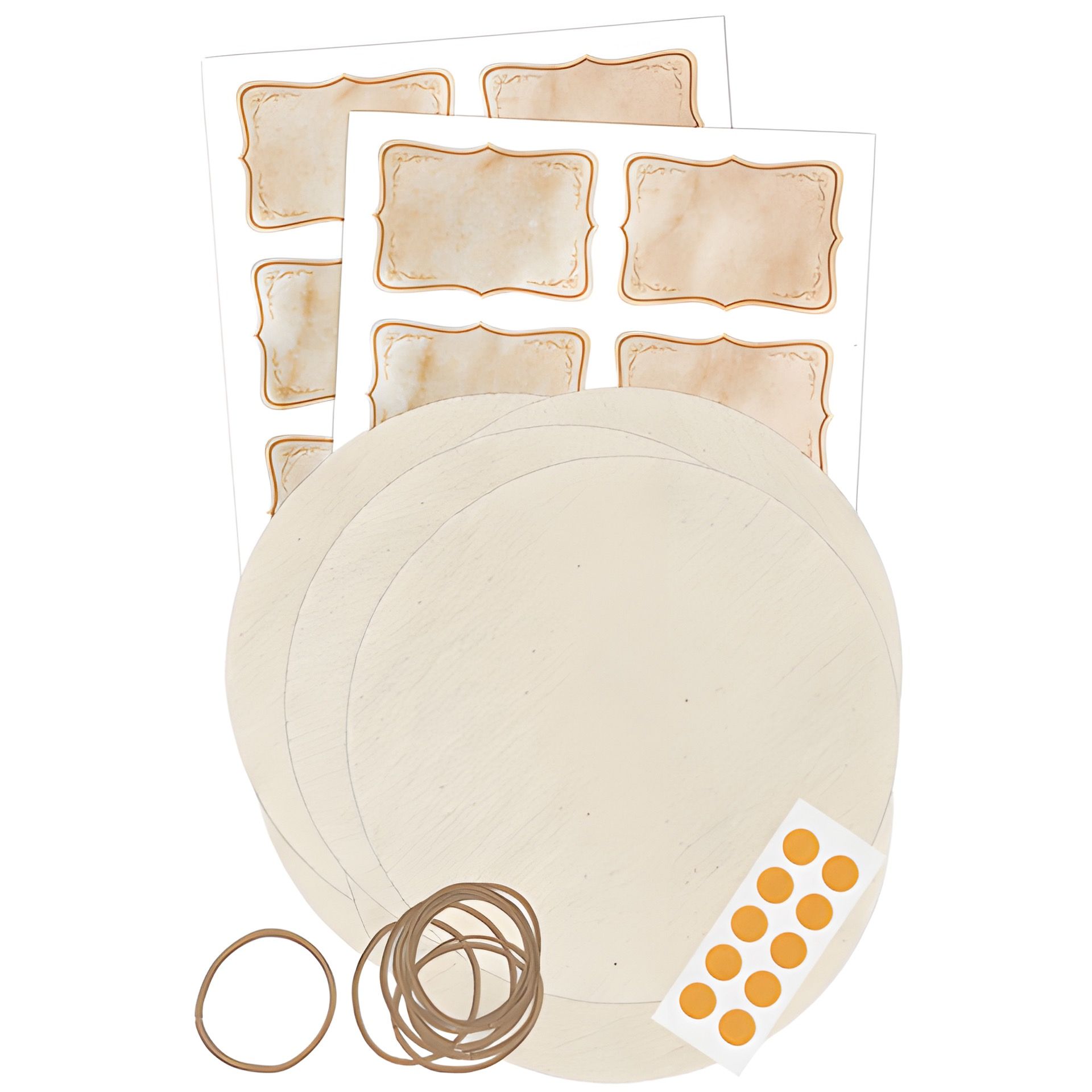 Deckchen-Set Ø 150 mm natur, 42-teilig