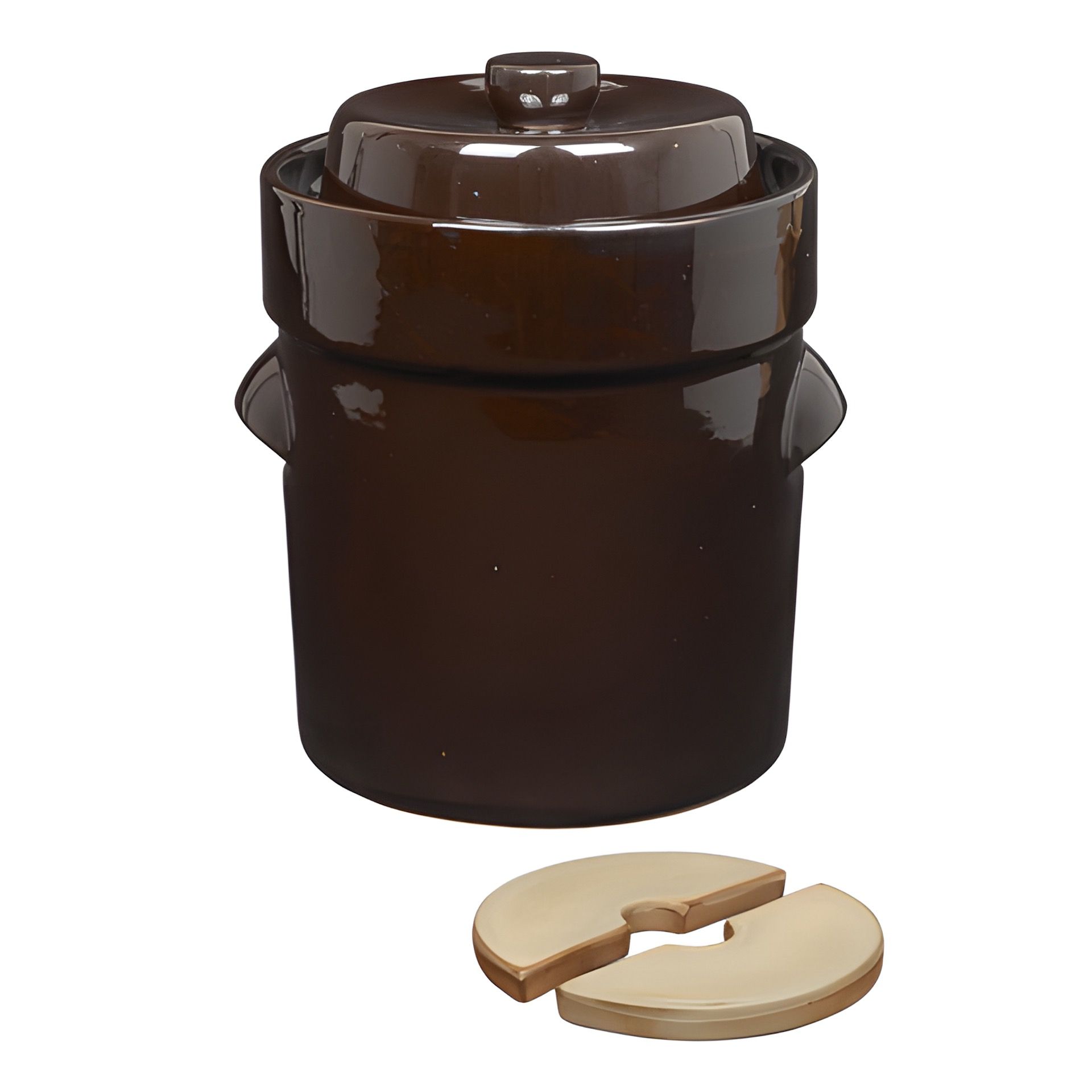 Gärtopf  5 Liter braun mit Beschwerungssteinen