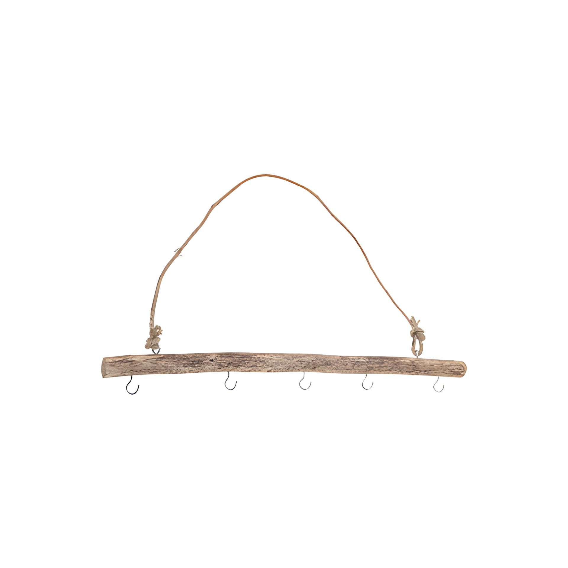 Deko-Ast 50 cm mit Juteseil und 5 Haken