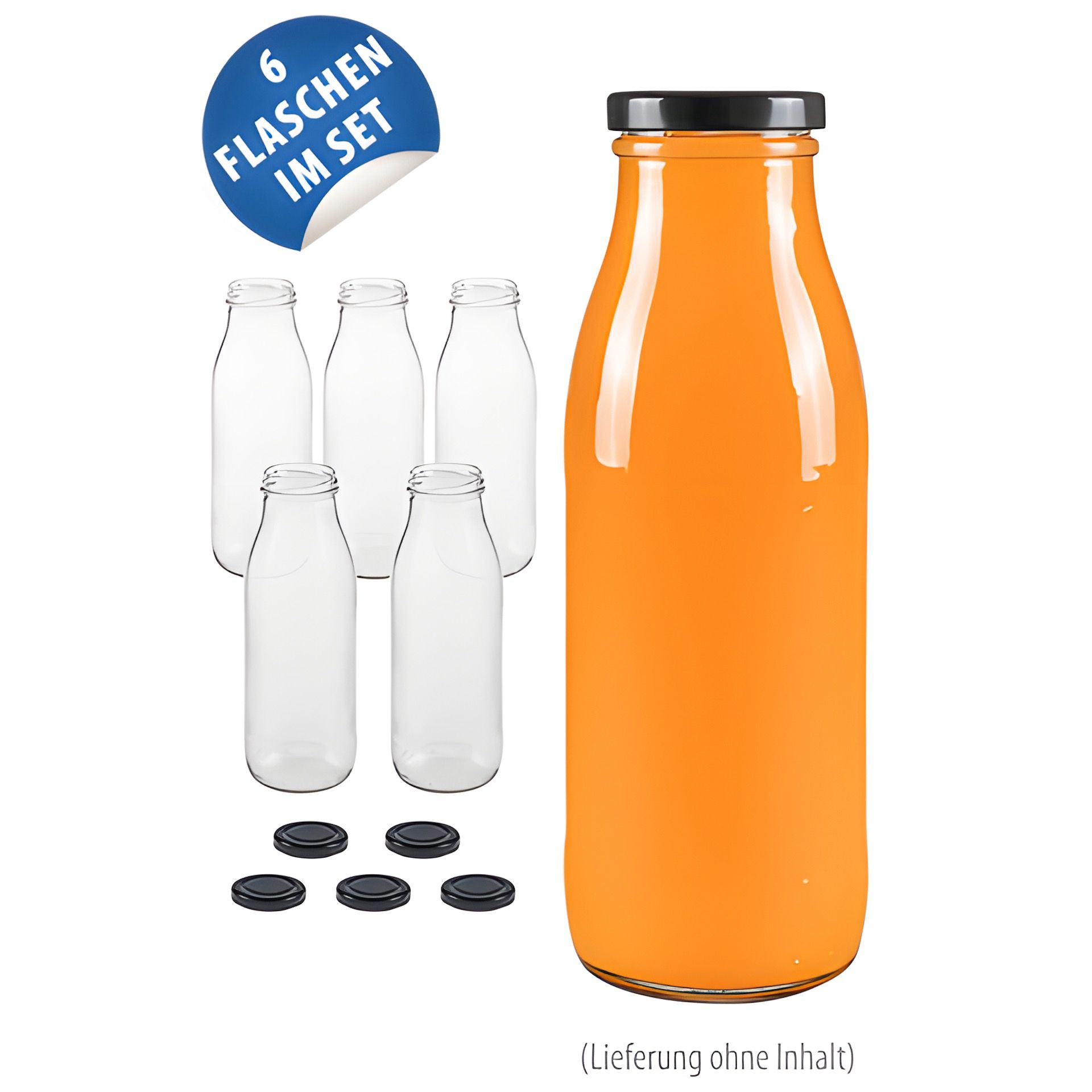 Weithalsflasche 500 ml, 6er Set