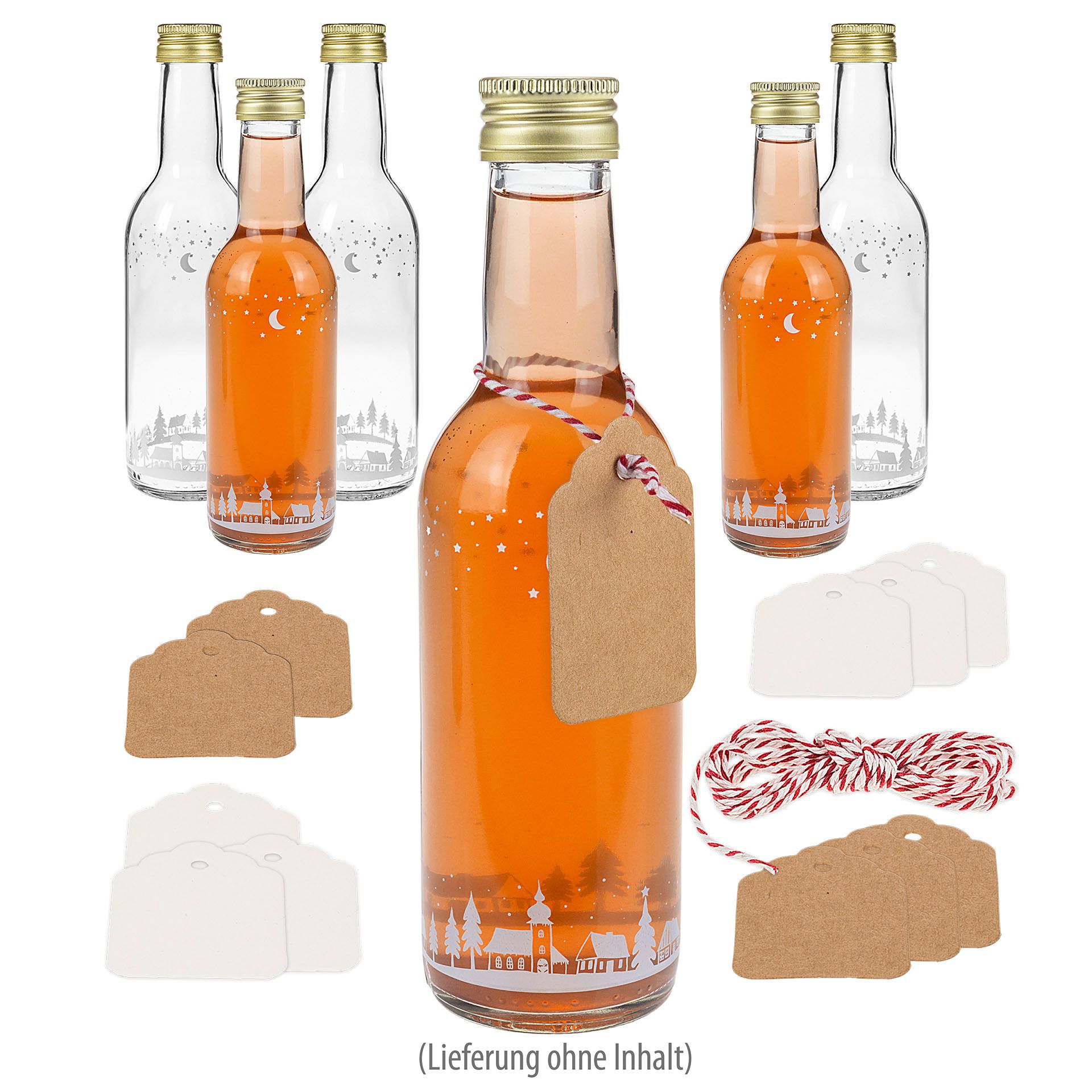 Weihnachtsflasche 'Winterlandschaft', 6er Set
