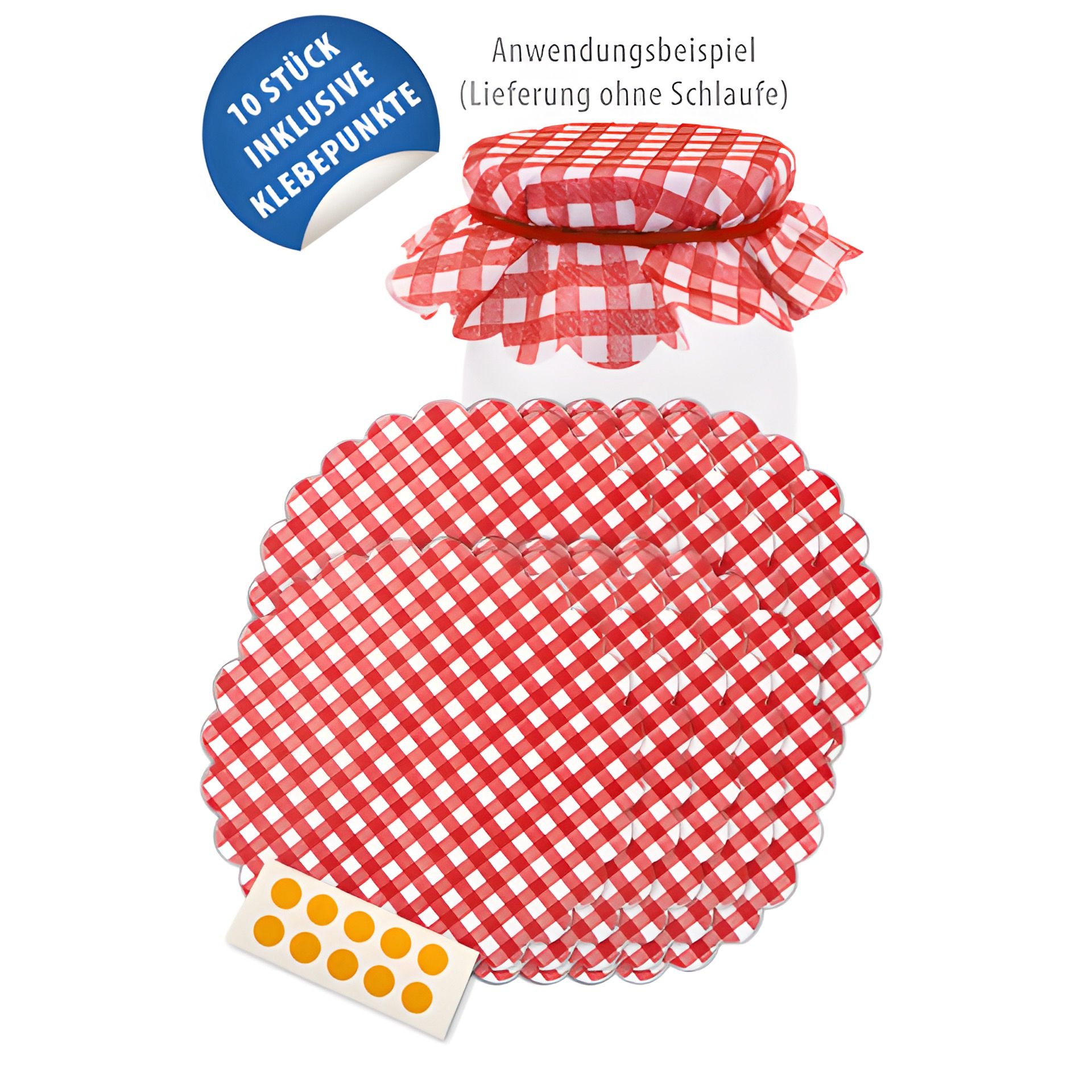Vliesdeckchen Ø 135 mm rot kariert, 10 Stück