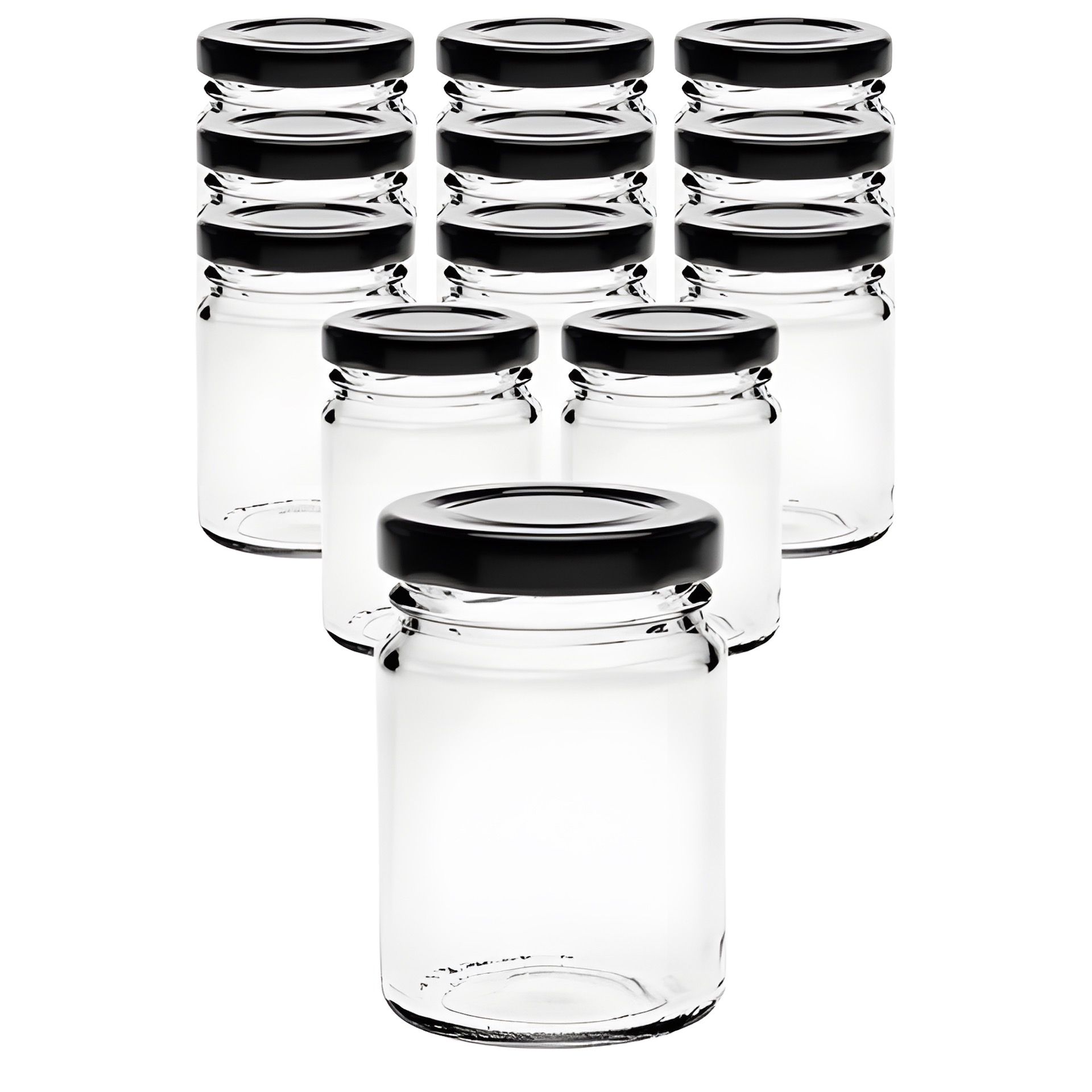 12er Set Pott 106 ml mit Deckel schwarz