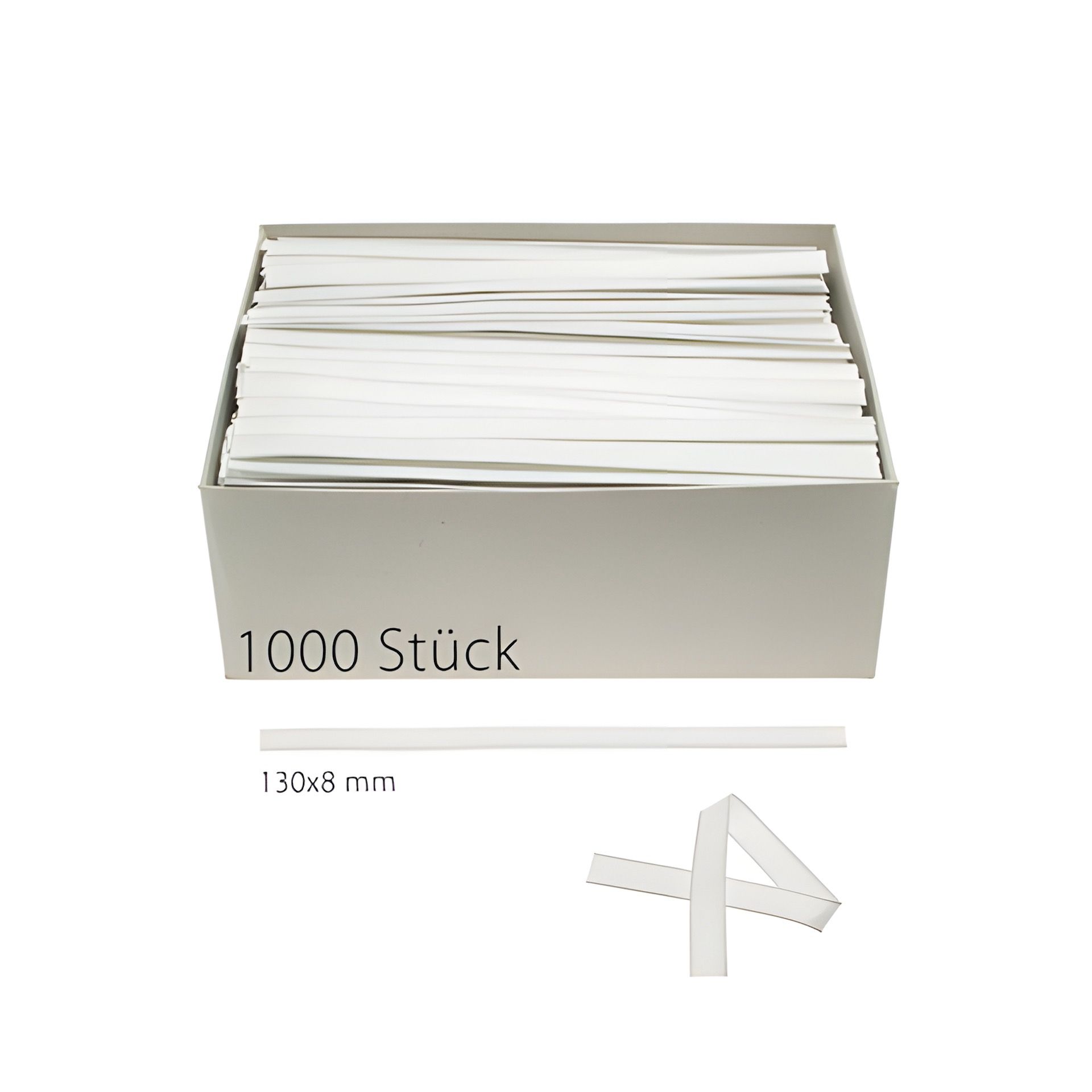 Clipbandverschlüsse 130 x 8 mm weiß, 1000 Stück